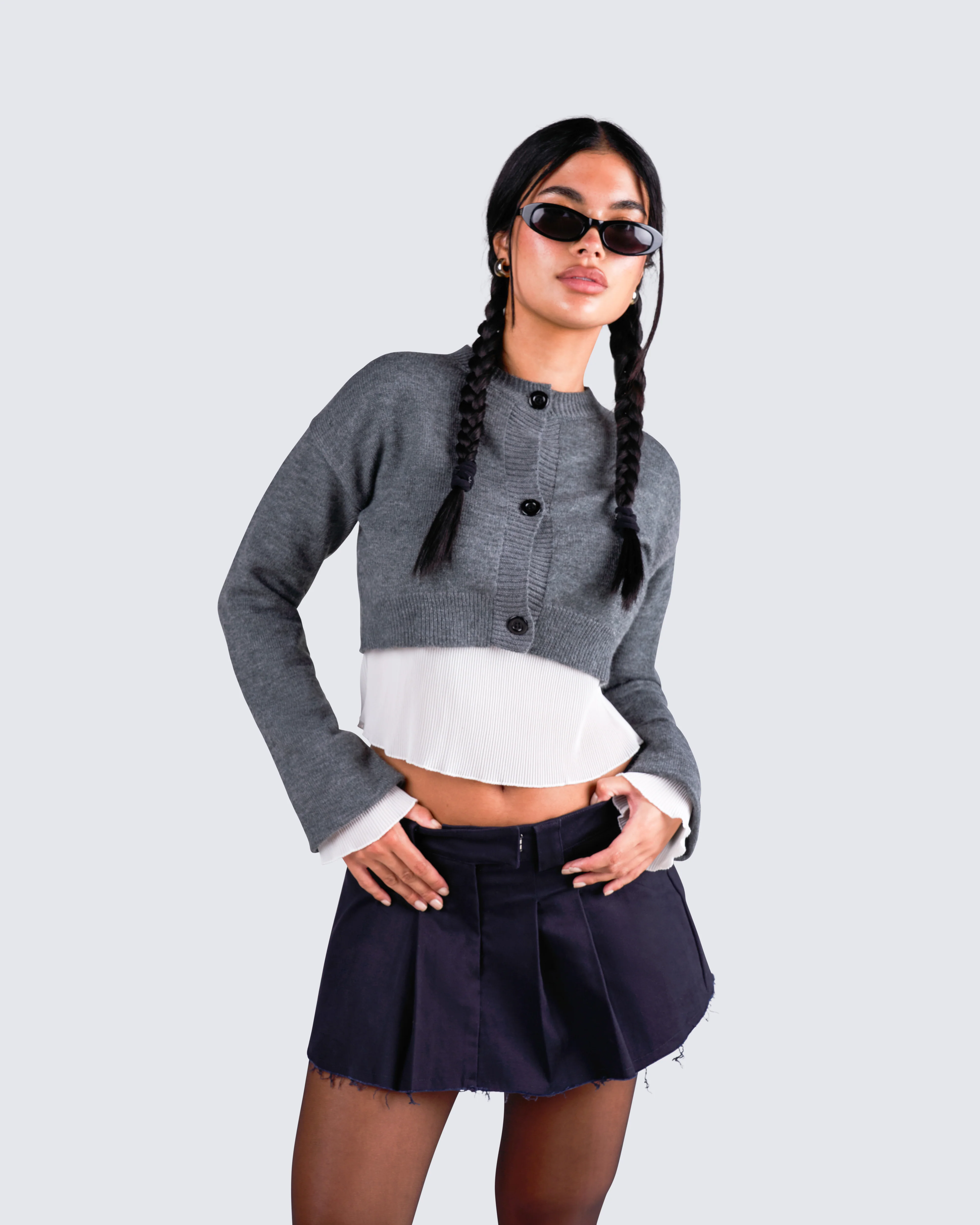 Svetlana Grey Sweater Cardigan - Image 9