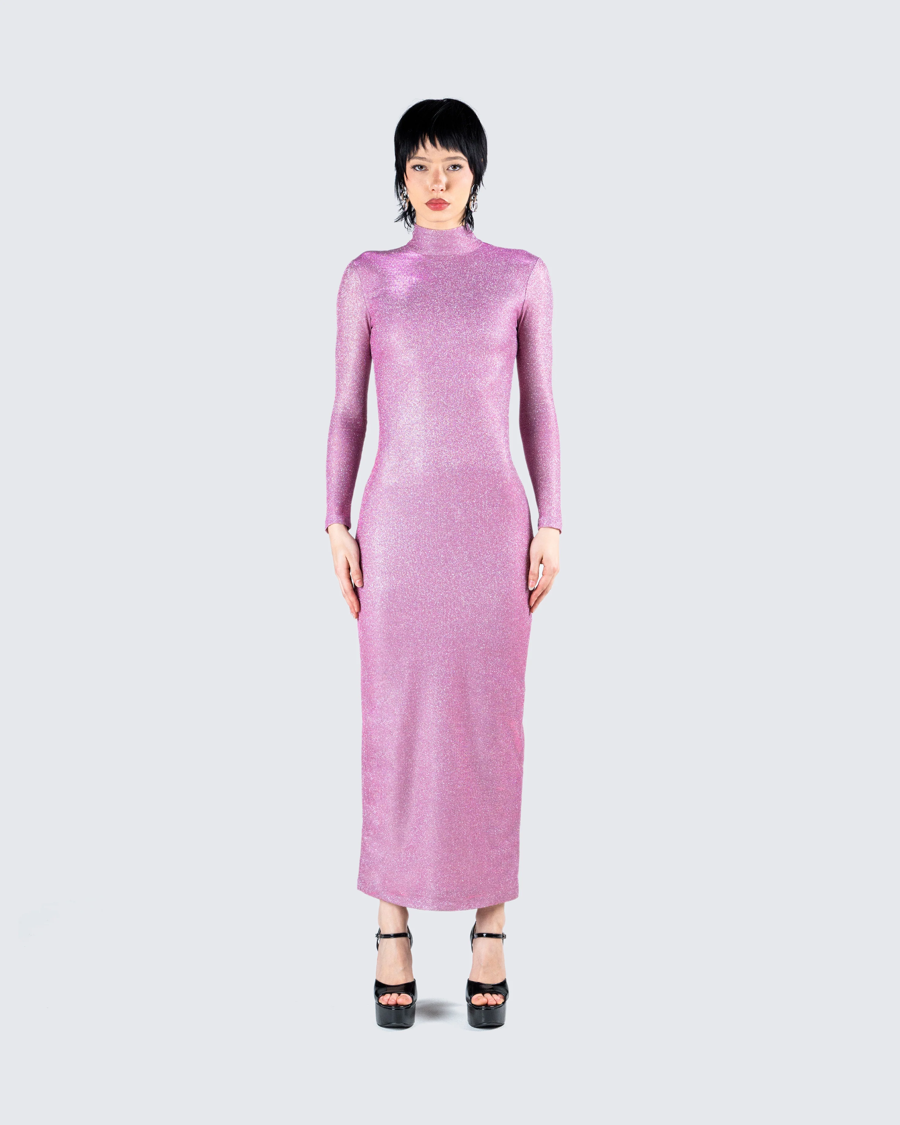 Sy Pink Shimmer Knit Maxi Dress - Image 4