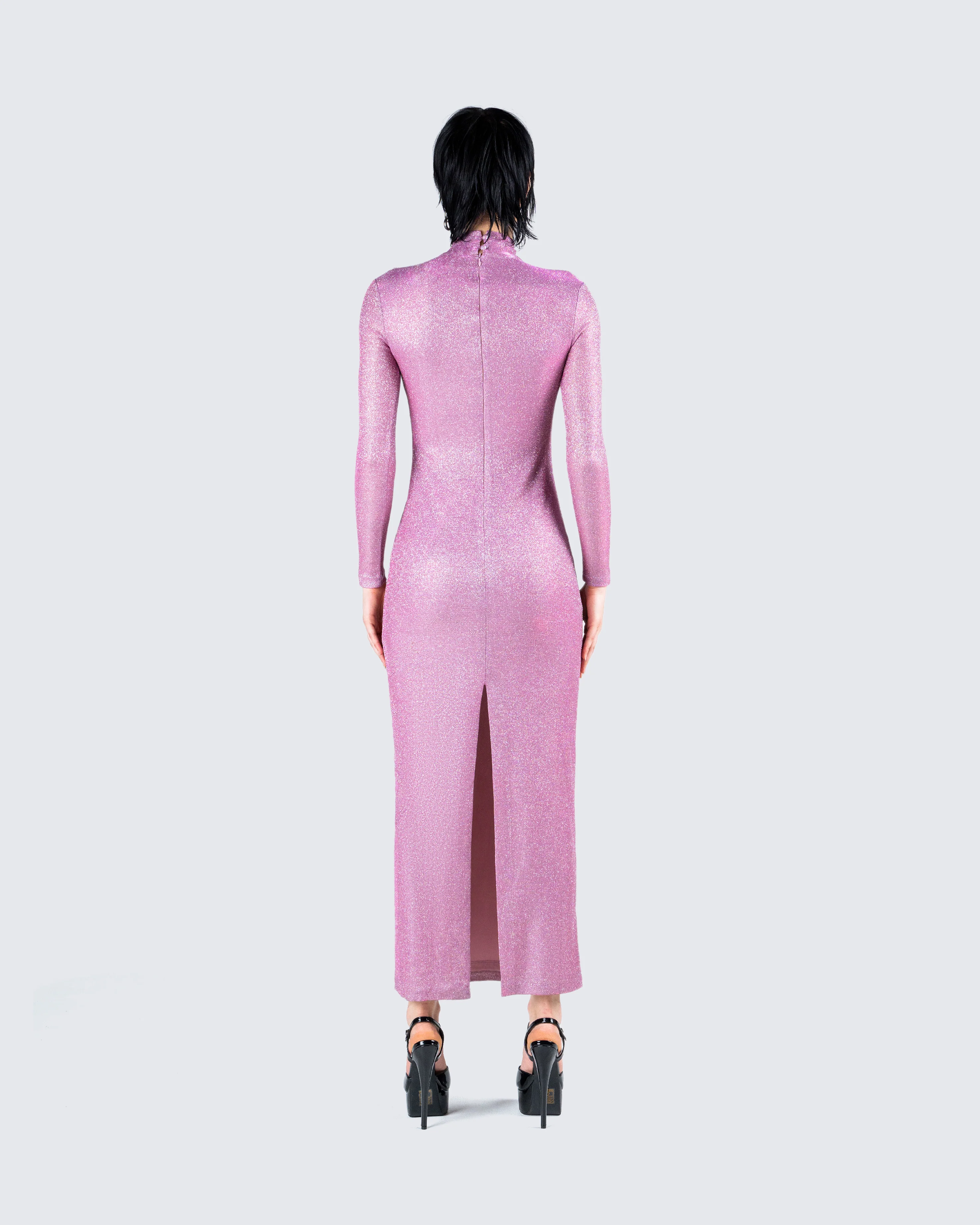 Sy Pink Shimmer Knit Maxi Dress - Image 7