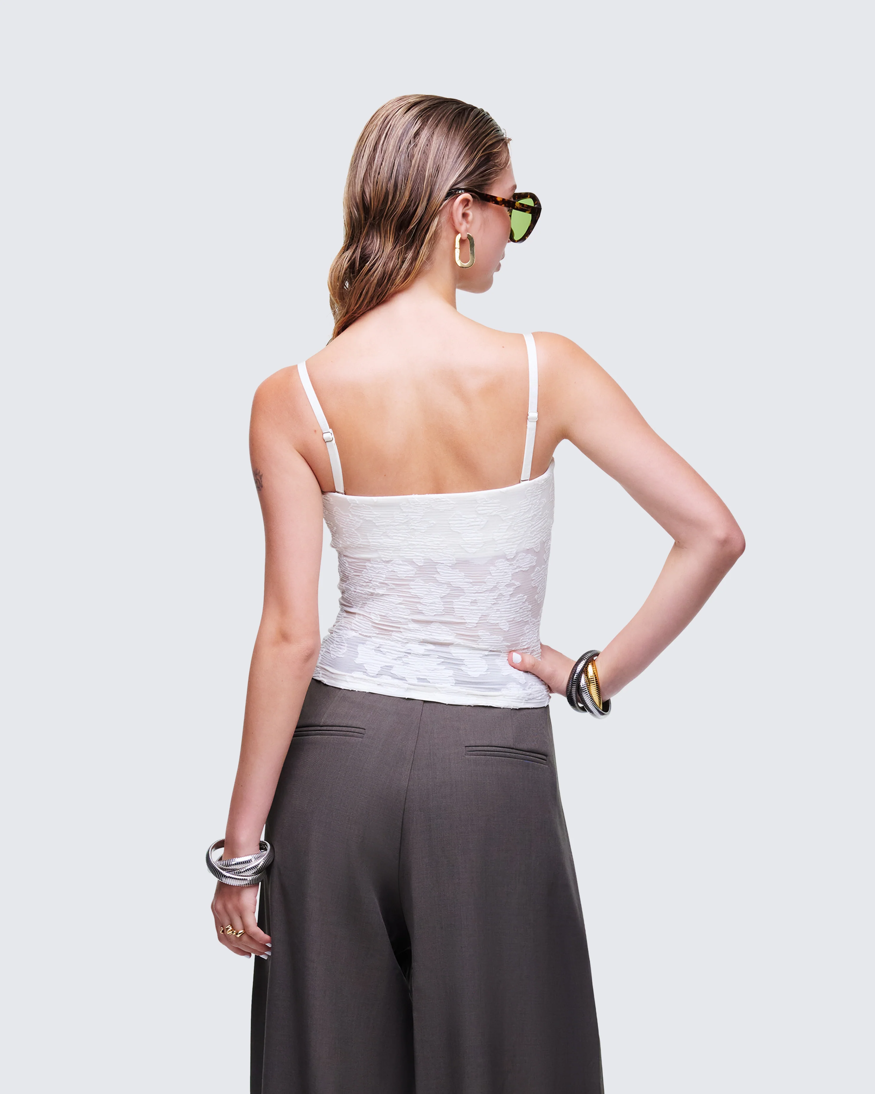 Sybil White Detachable Cami Top - Image 4