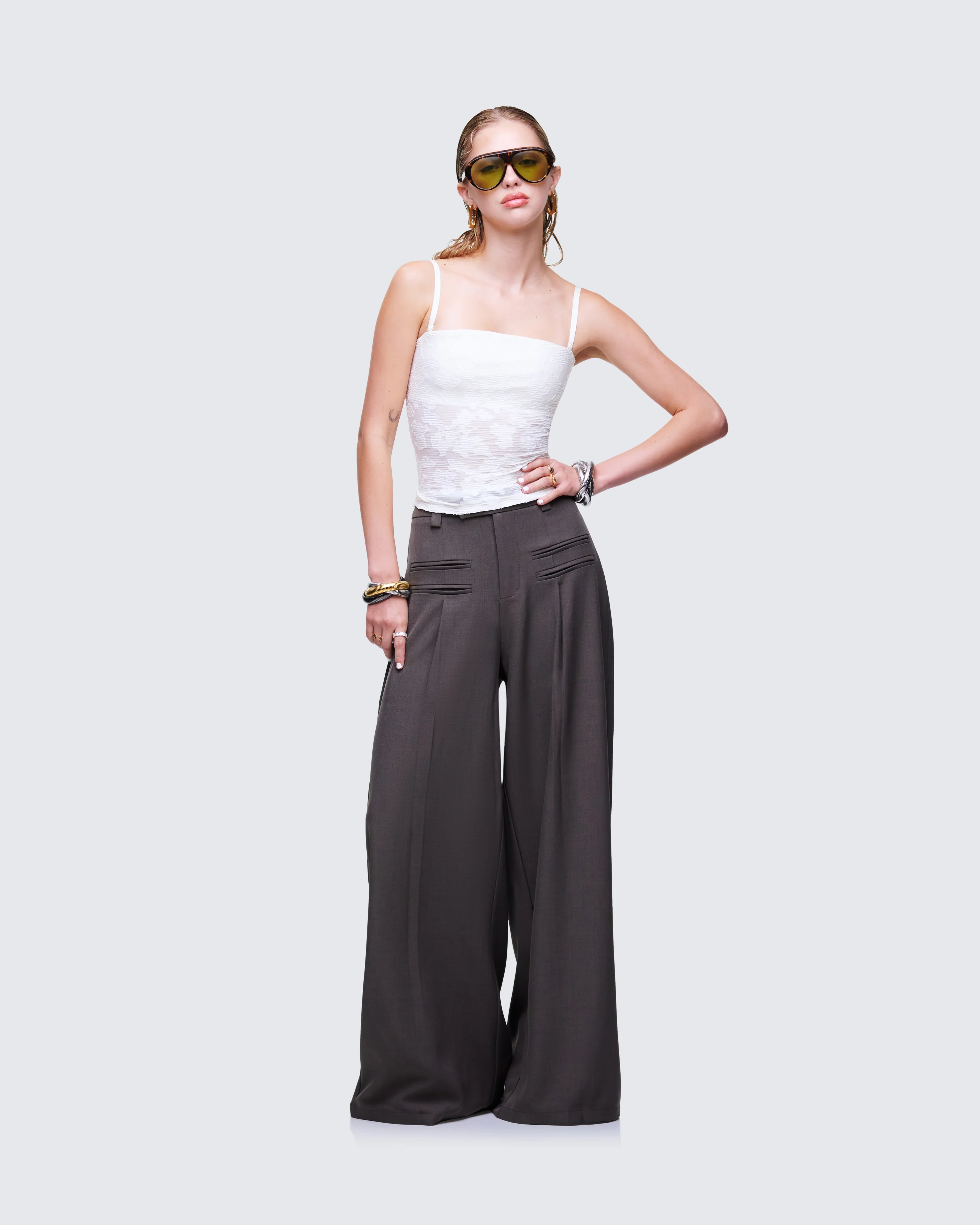 Sybil White Detachable Cami Top - Image 5