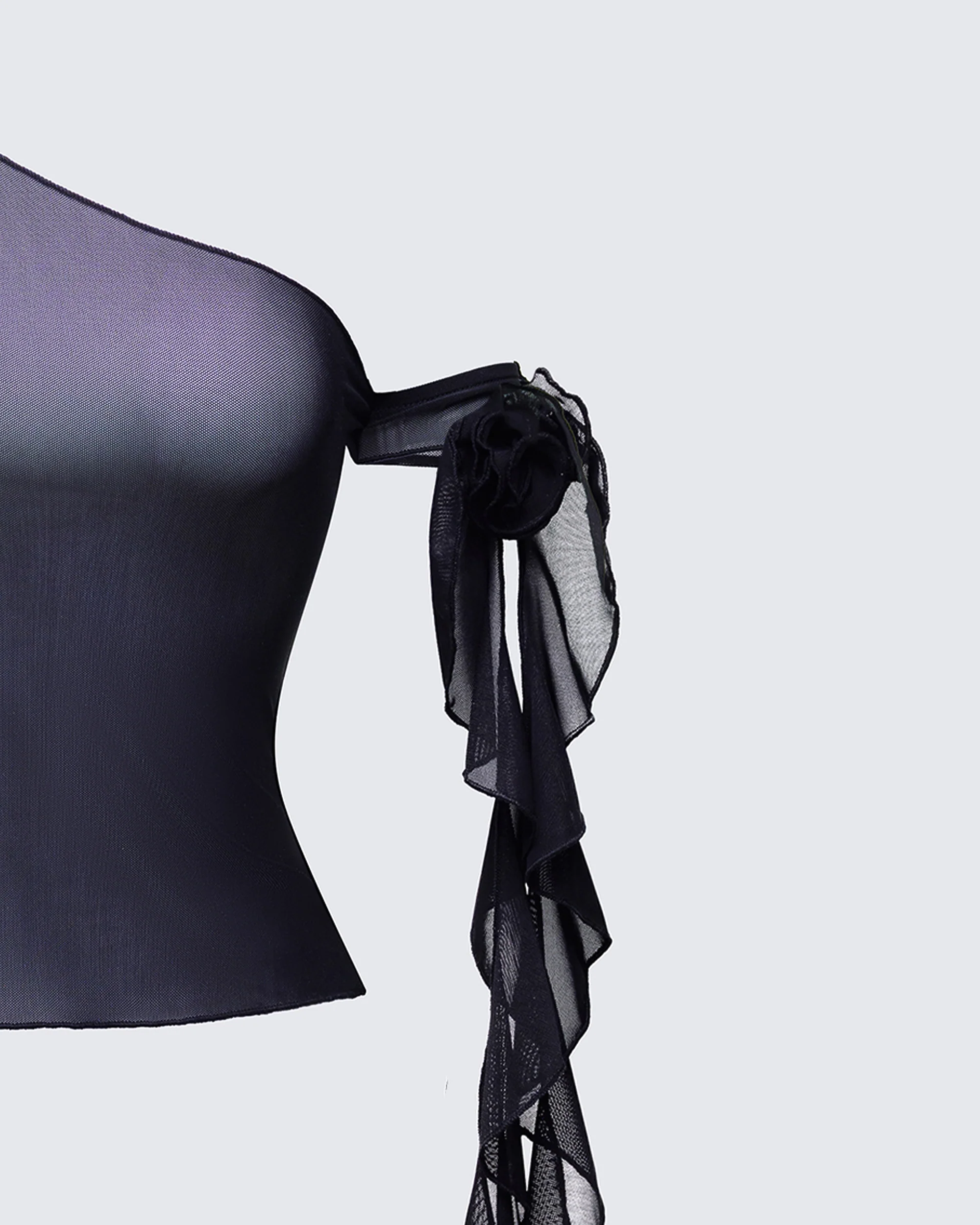Sylphine Black Mesh Asymmetric Top - Image 6