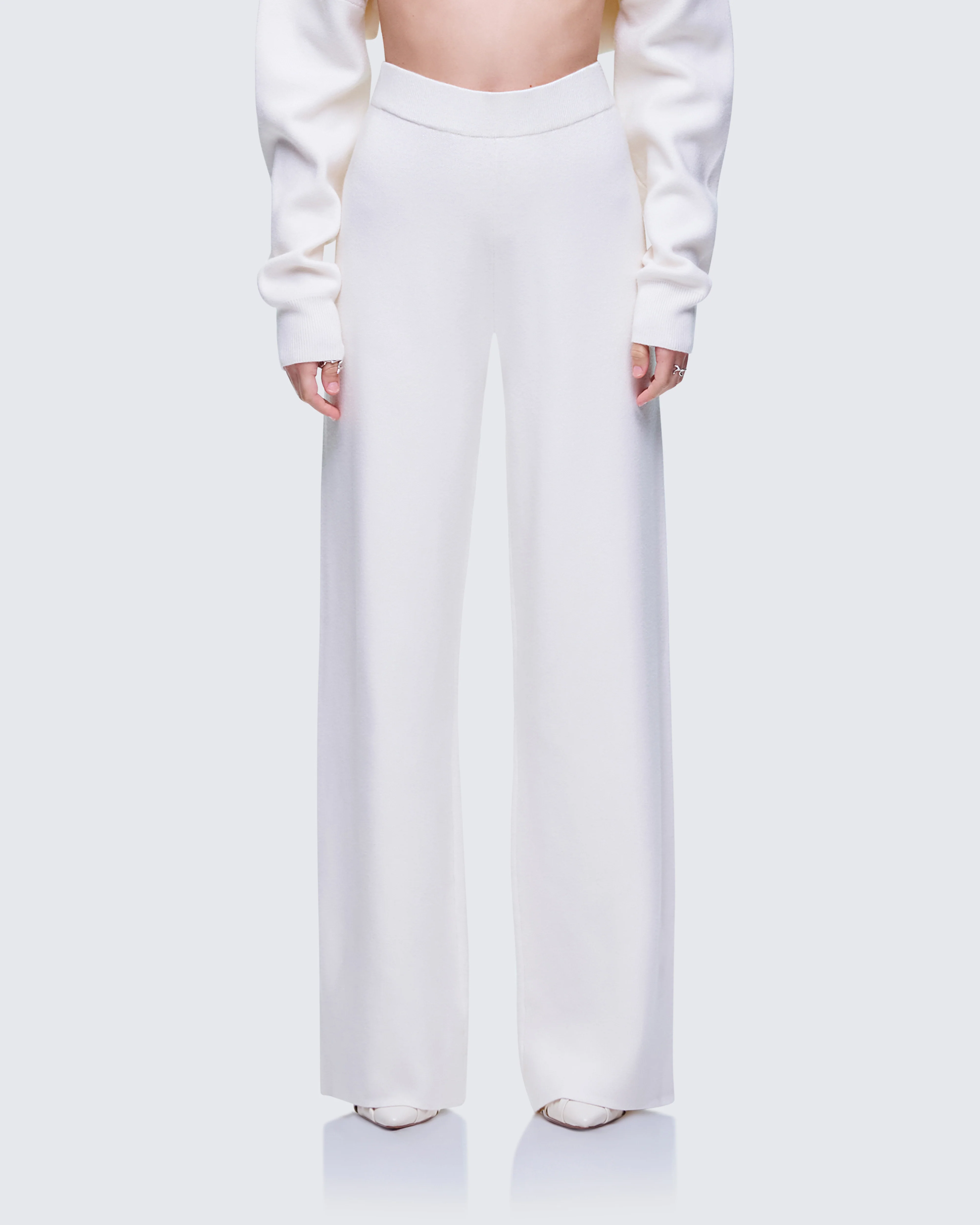 Sylvana Cream Knit Oversized Pants - Image 2