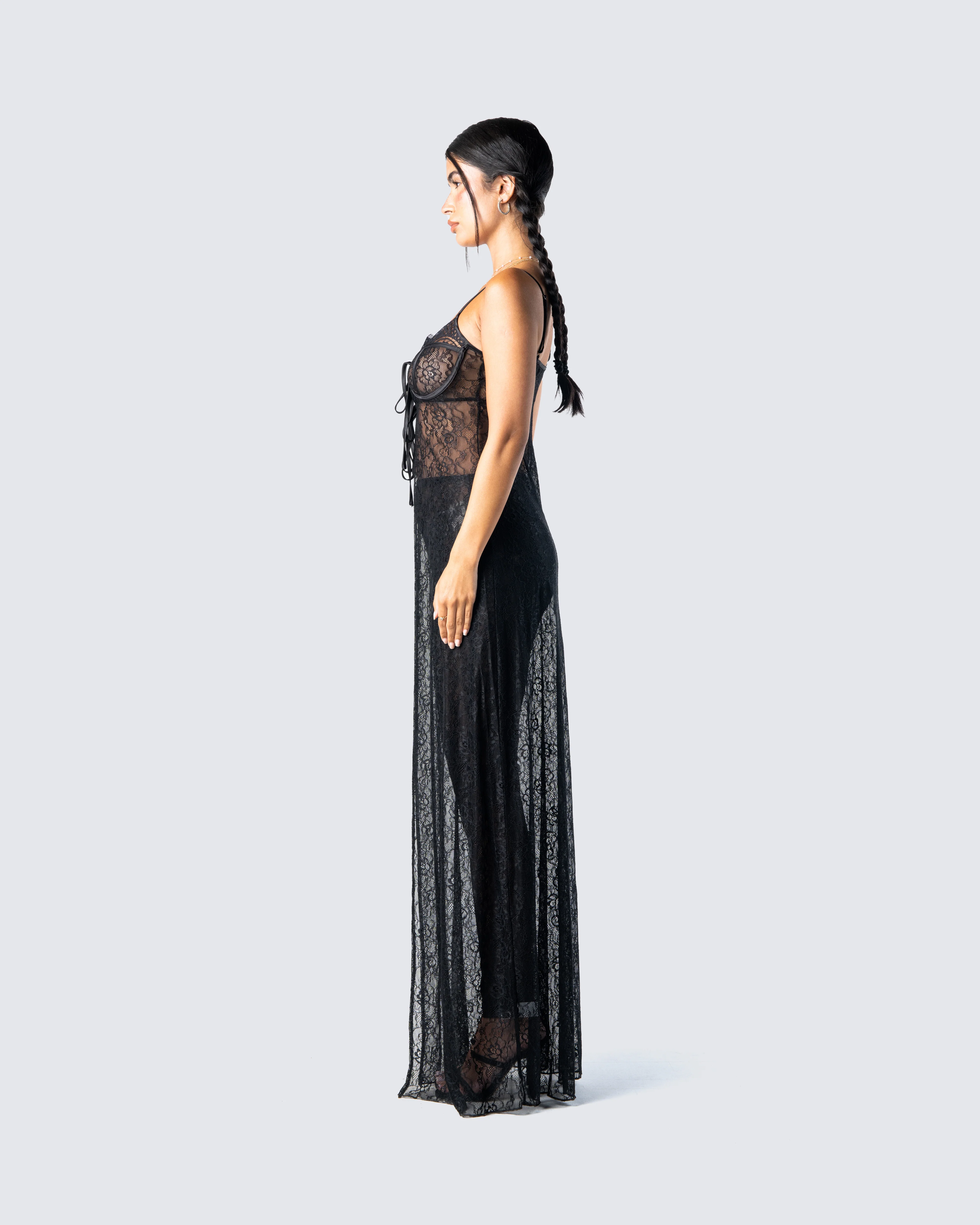 Sylvia Black Lace Maxi Top - Image 5