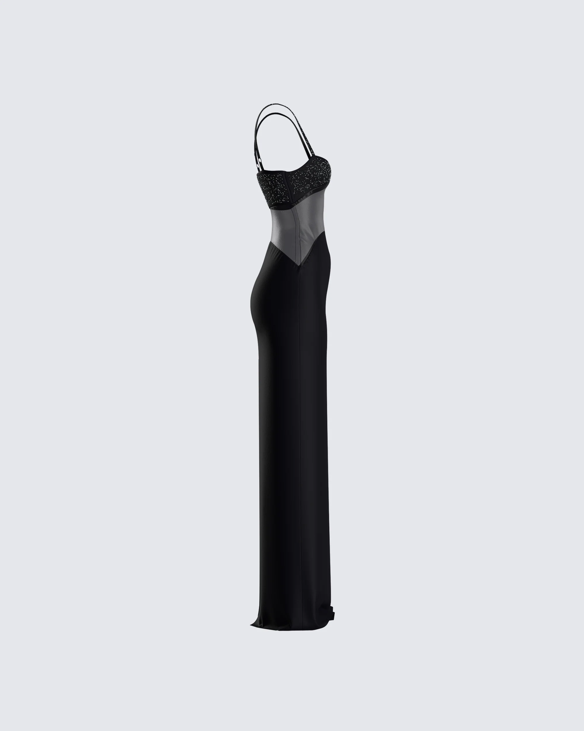 Tahlia Black Rhinestone Maxi Dress - Image 2