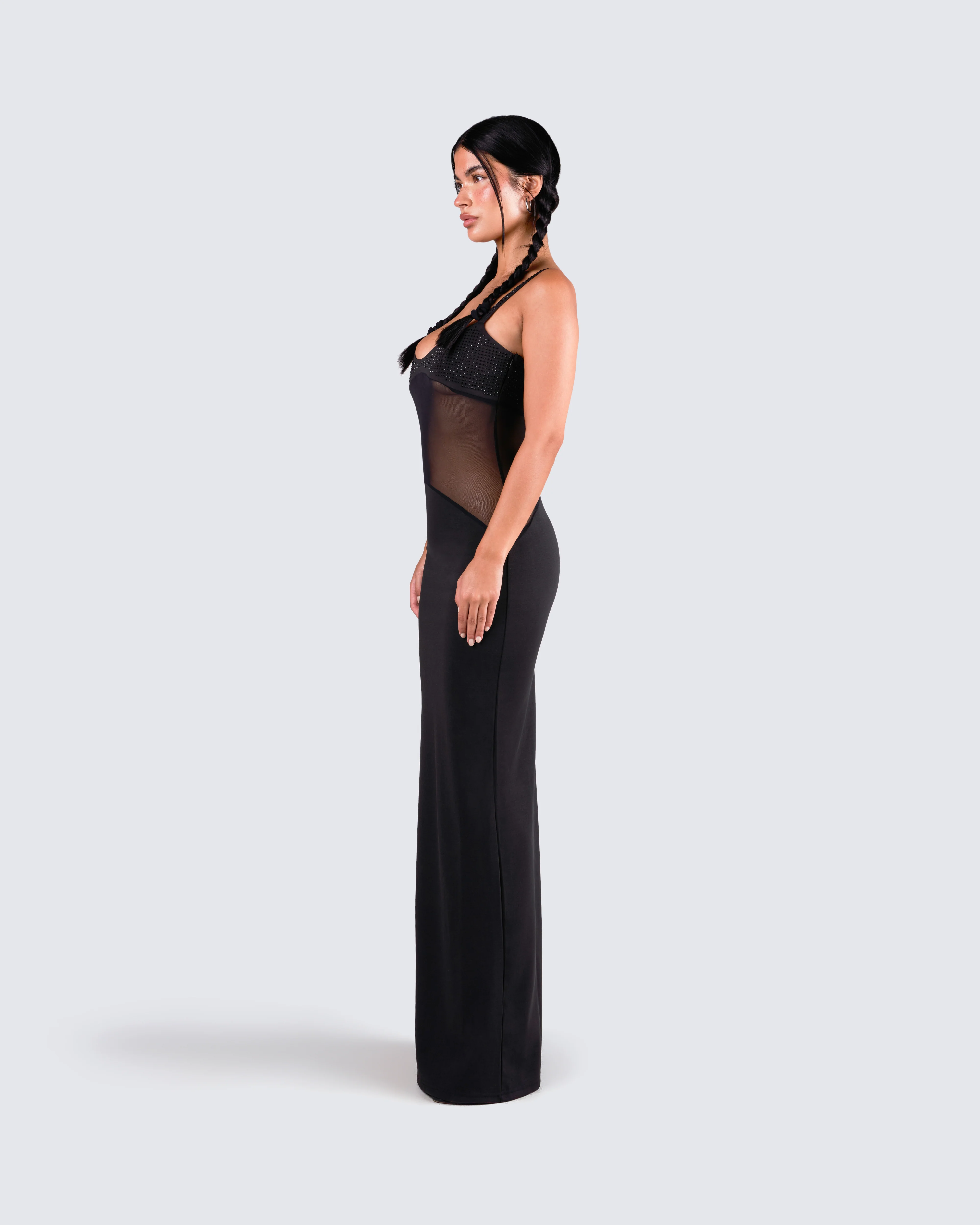 Tahlia Black Rhinestone Maxi Dress - Image 7