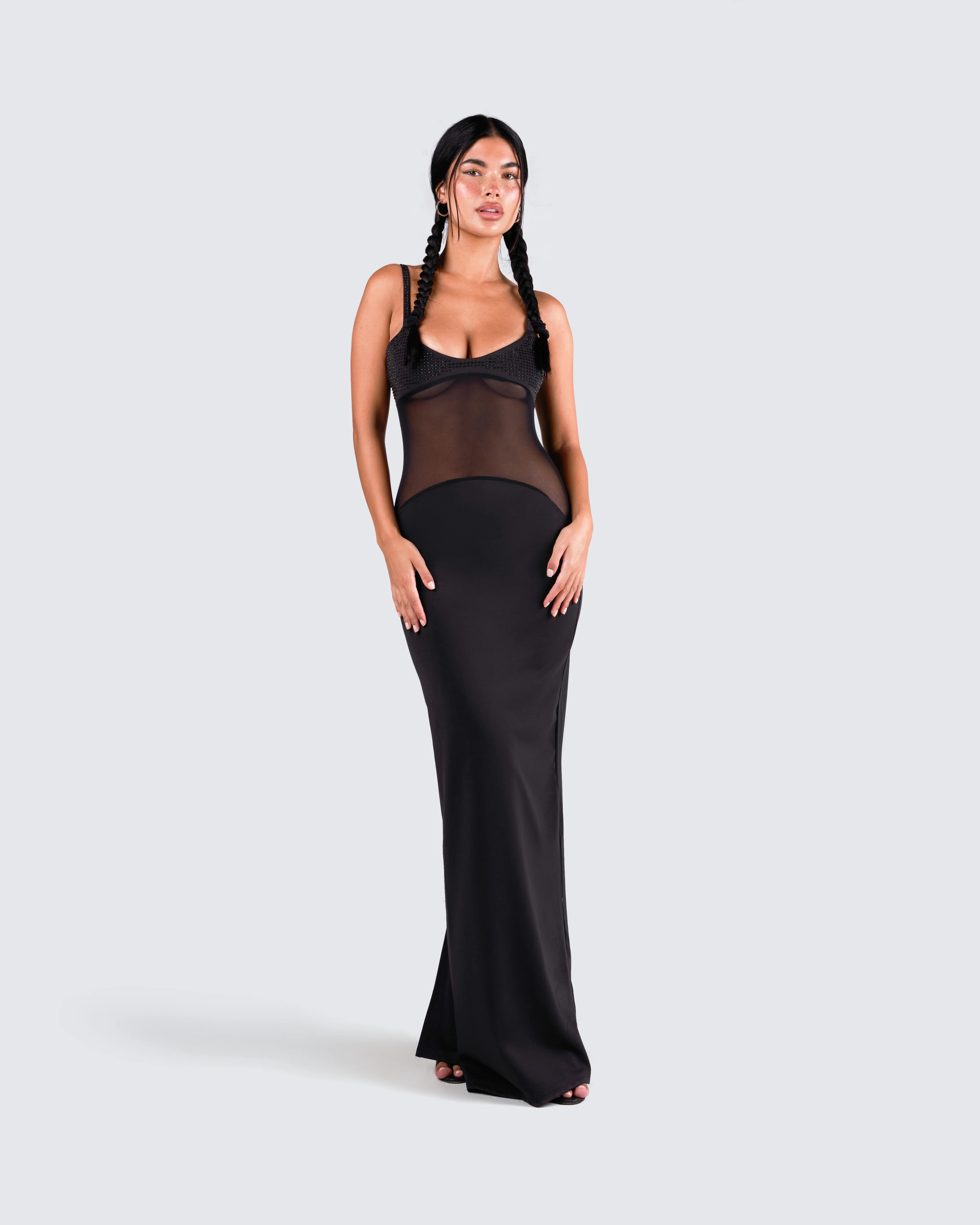 Tahlia Black Rhinestone Maxi Dress - Image 8