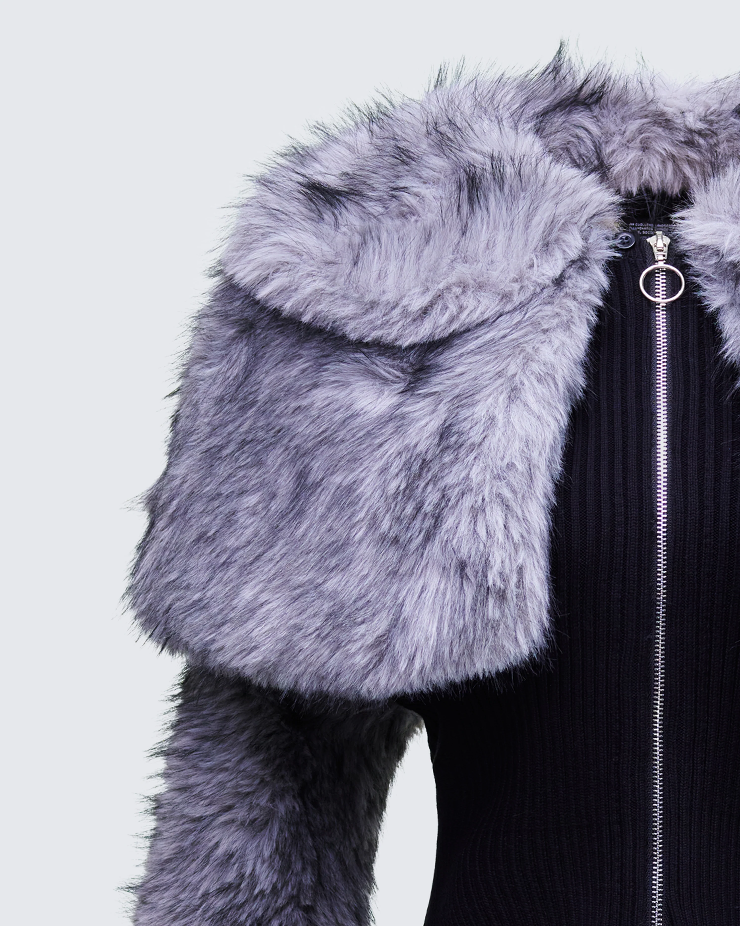 Talia Black Fur Cape Cardigan - Image 6