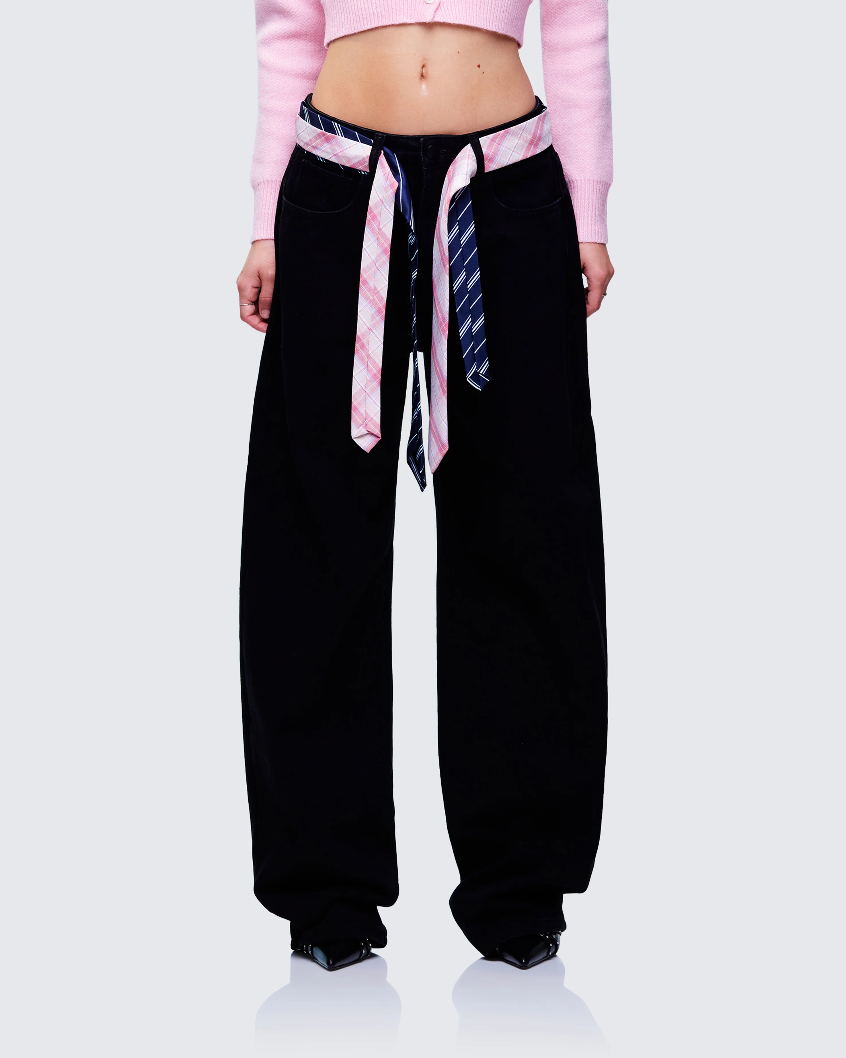 Taliah Black Denim Tie Belt Jeans - Image 2