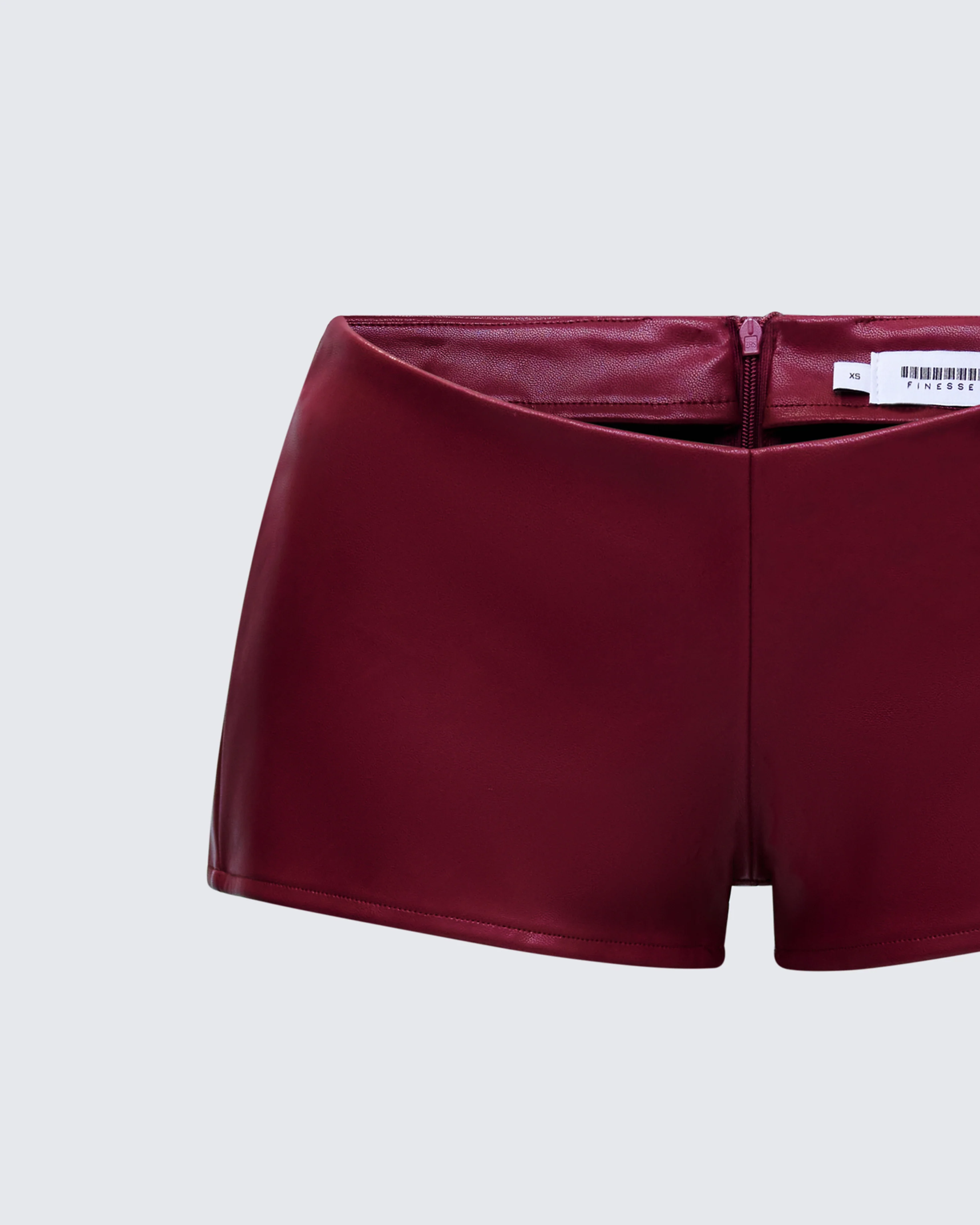 Najwa Red Vegan Leather Booty Shorts - Image 6