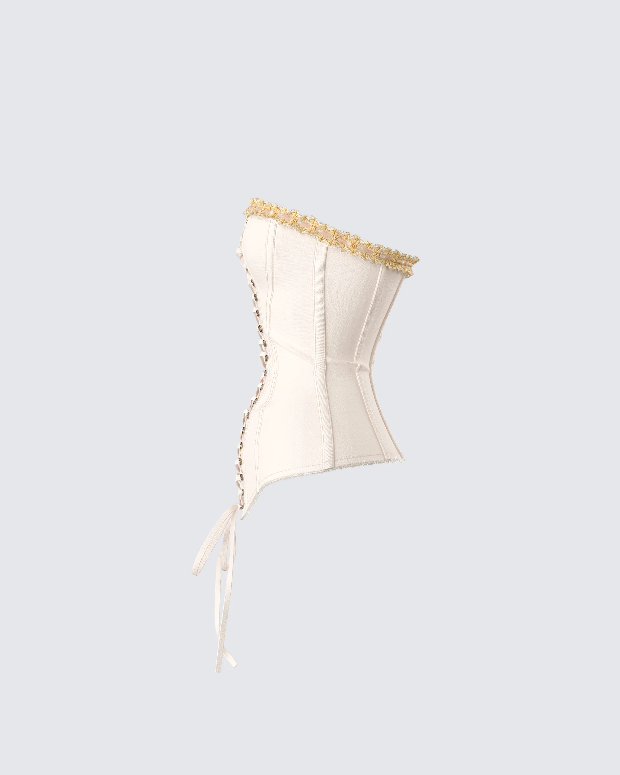 Tameka Ivory Canvas Lace Up Corset Top - Image 2