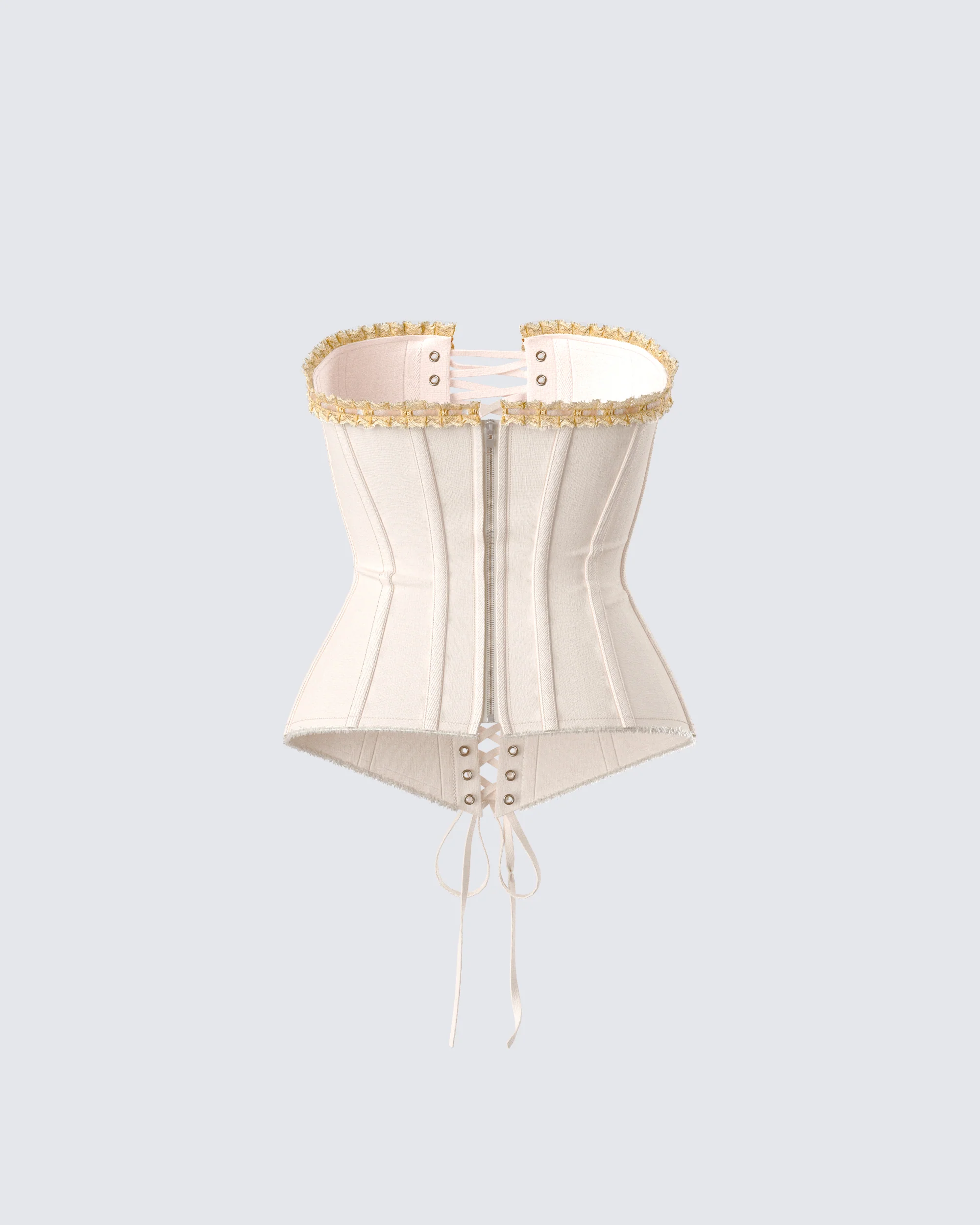 Tameka Ivory Canvas Lace Up Corset Top - Image 3