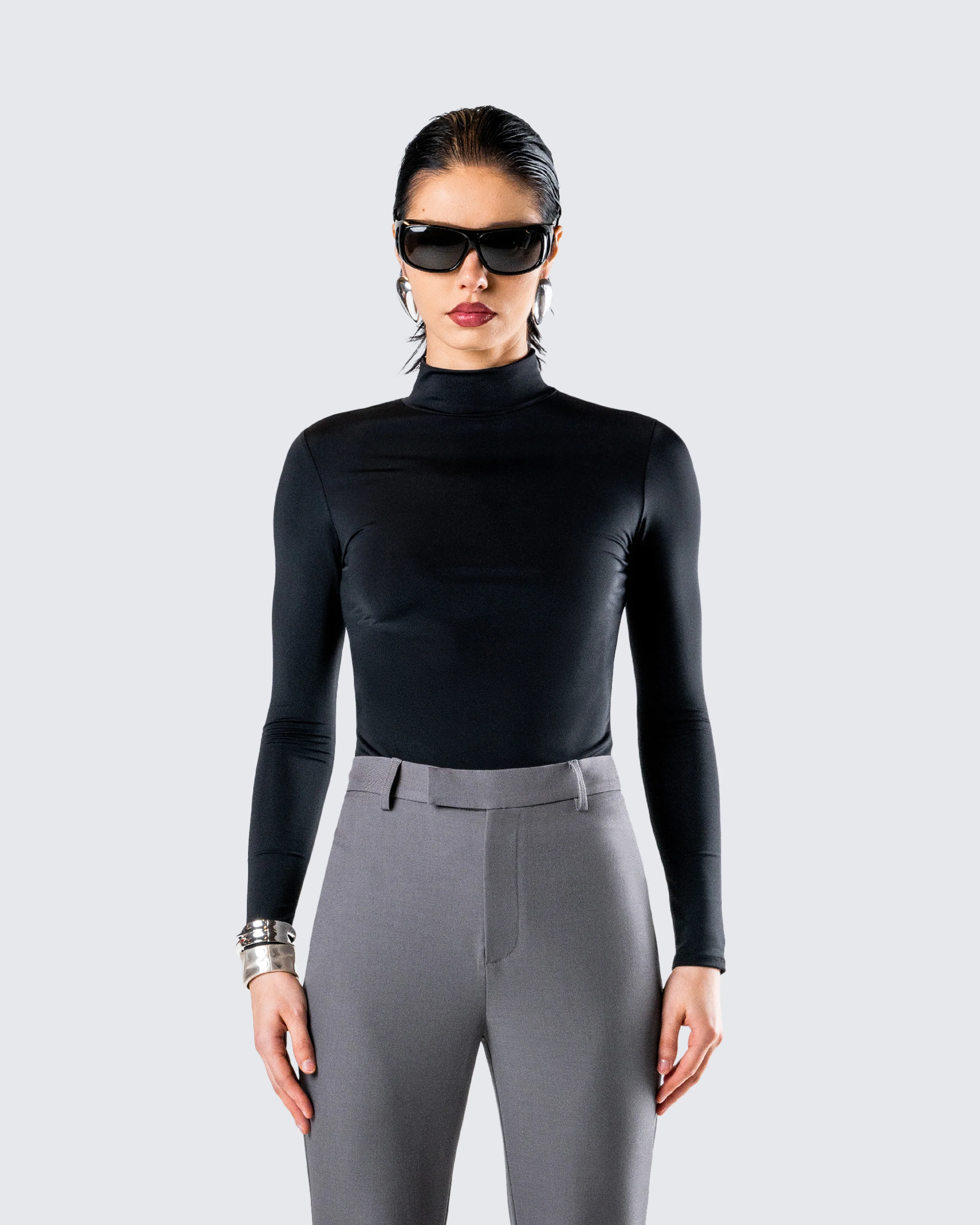Tana Black Mockneck Top - Image 2