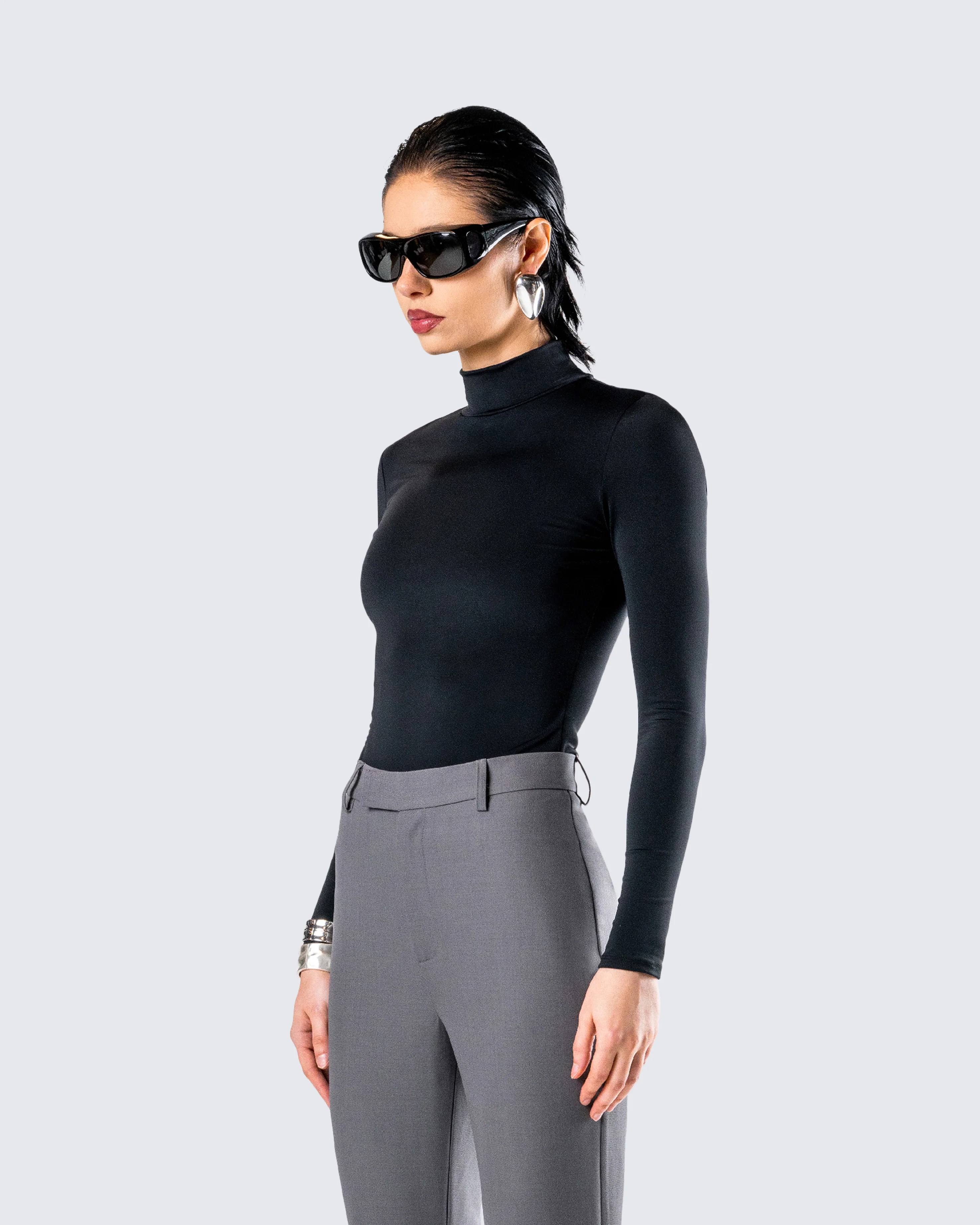 Tana Black Mockneck Top - Image 3