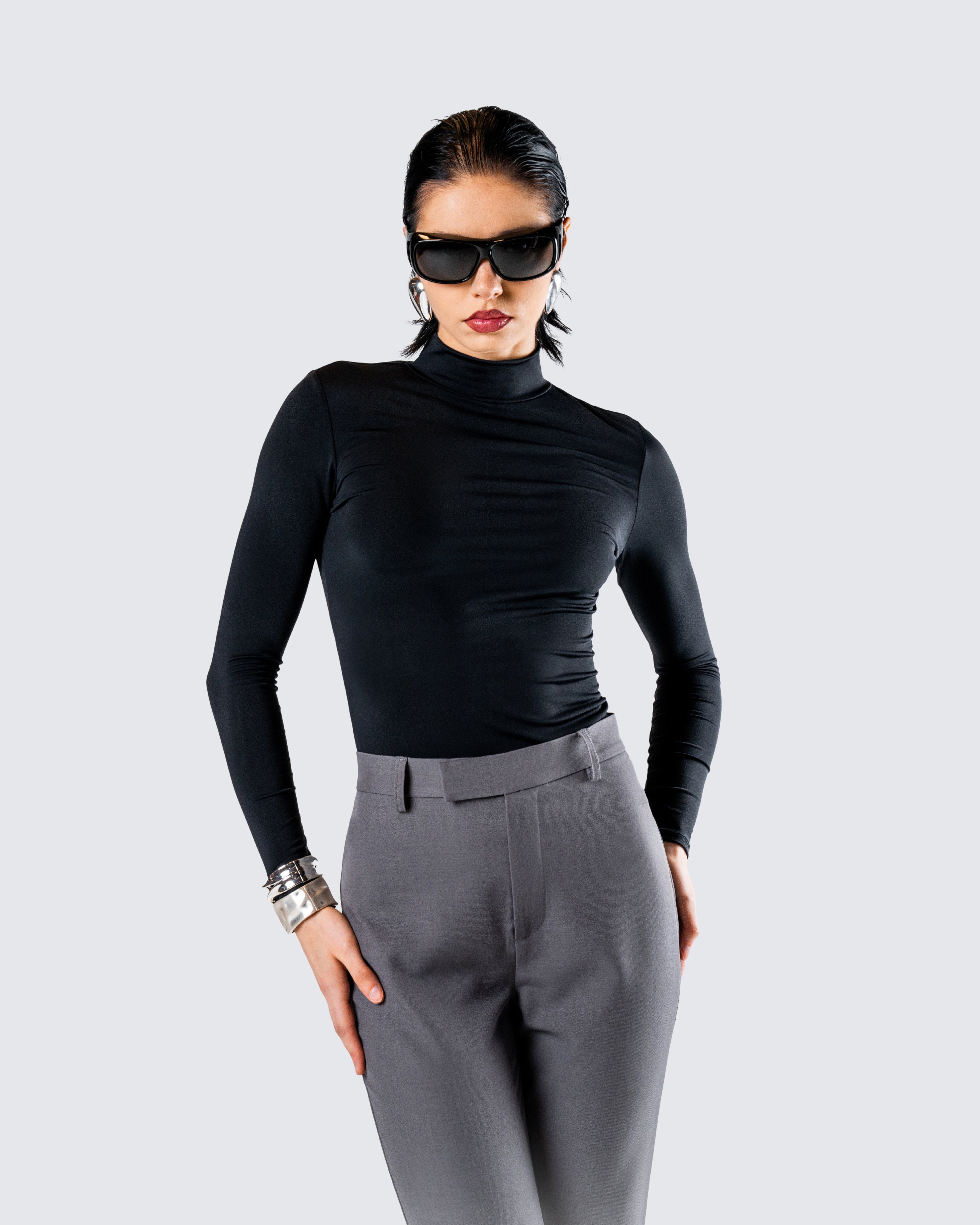Tana Black Mockneck Top - Image 6