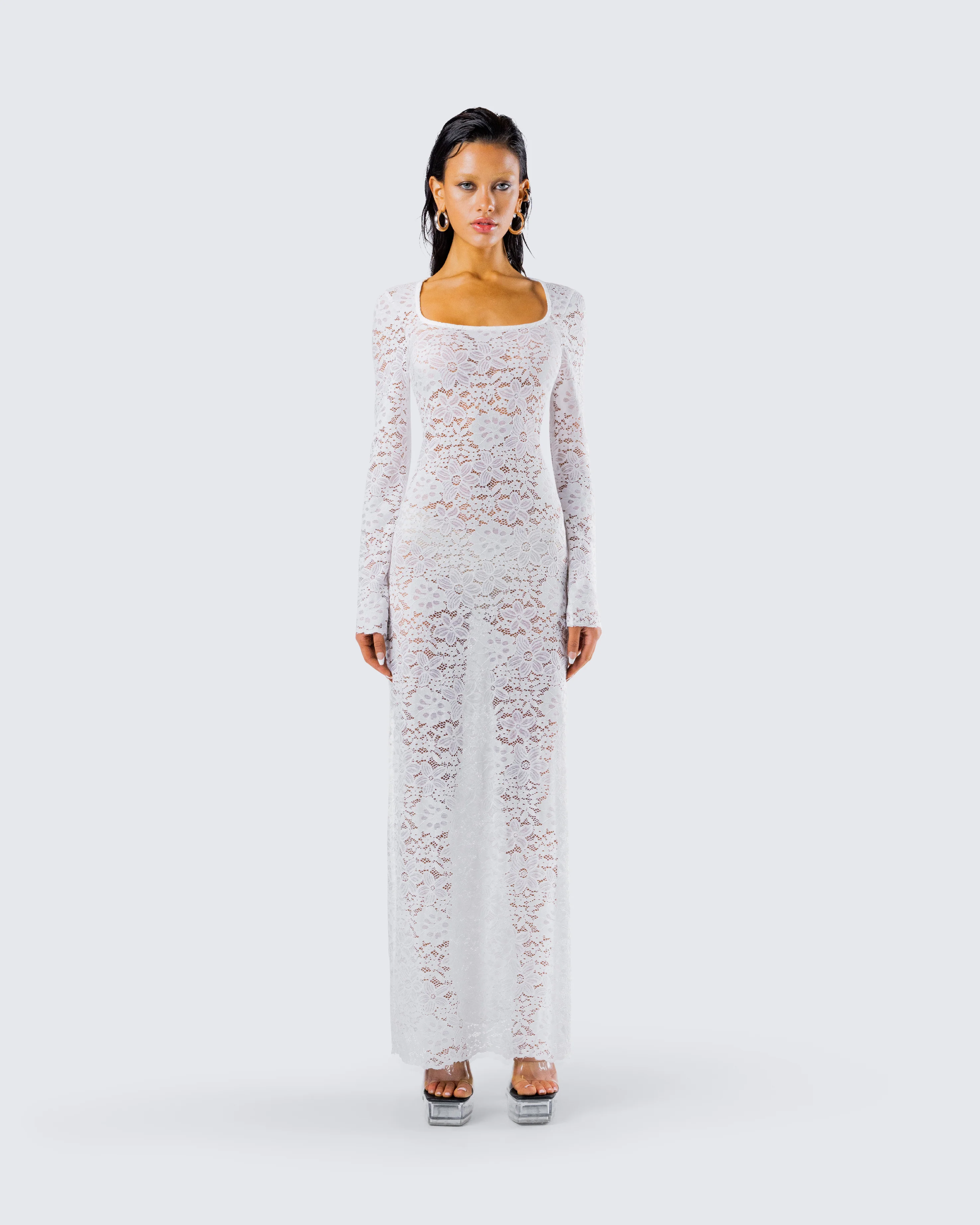 Tanith White Lace Maxi Dress - Image 4