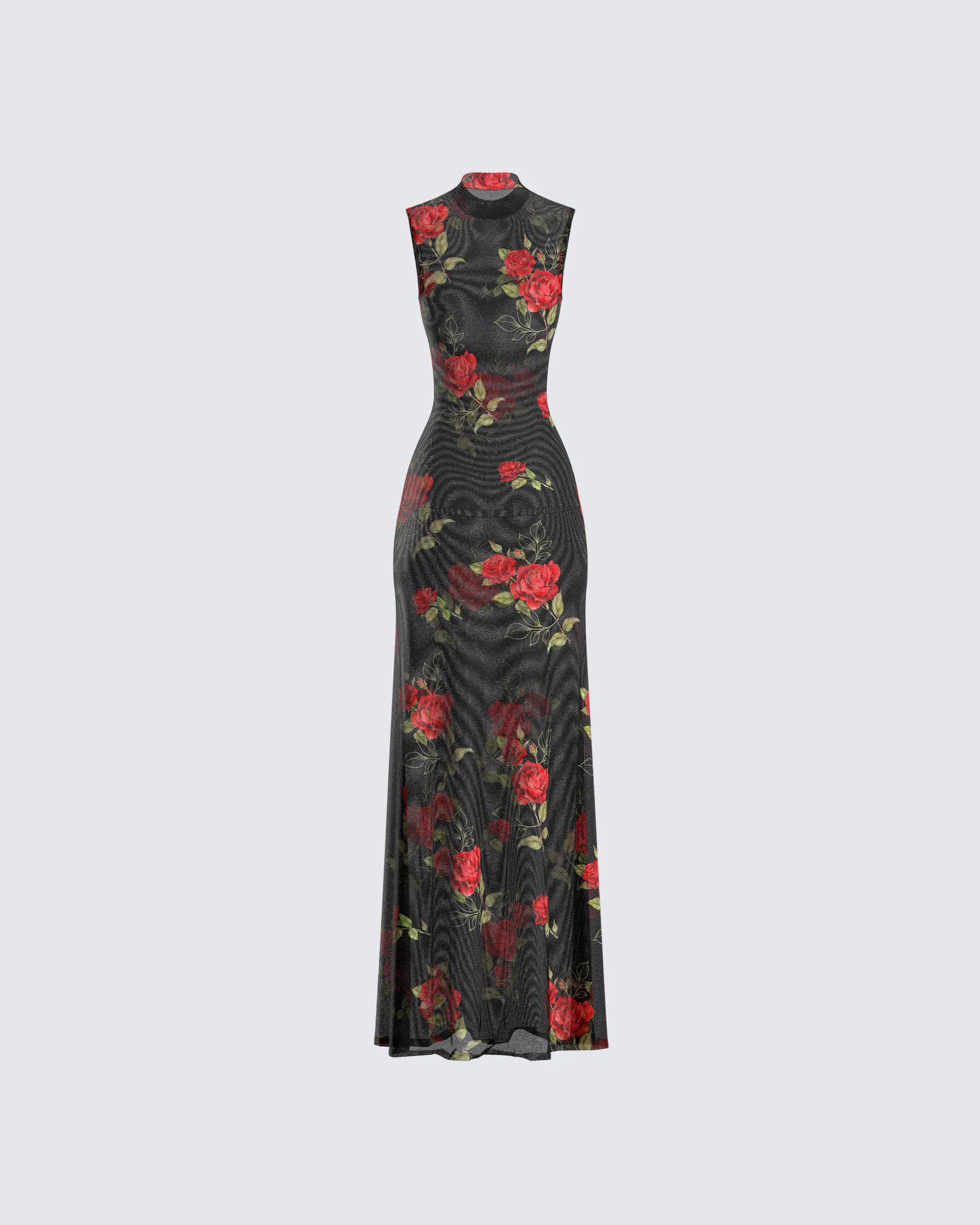 Tata Rose Print Mesh Maxi Dress - Image 3