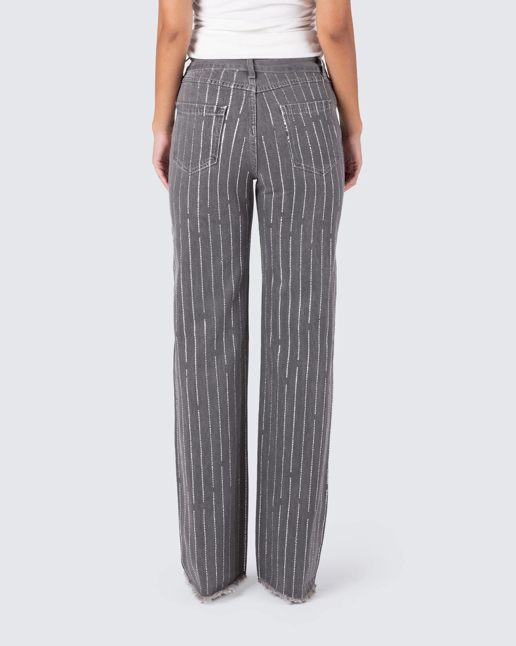 Taya Rhinestone Grey Jeans - Image 6