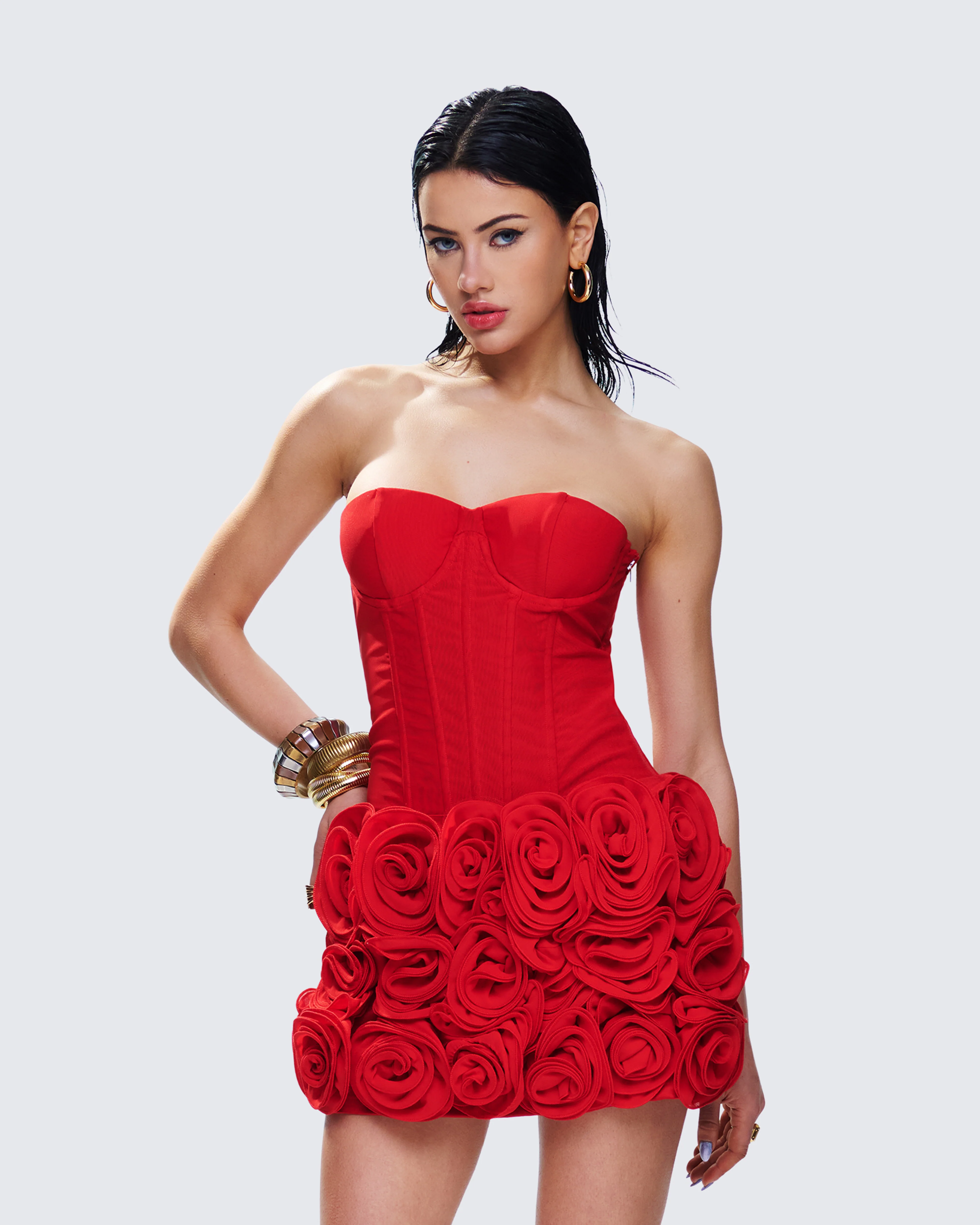 Tayah Red Mesh Corset Top - Image 6