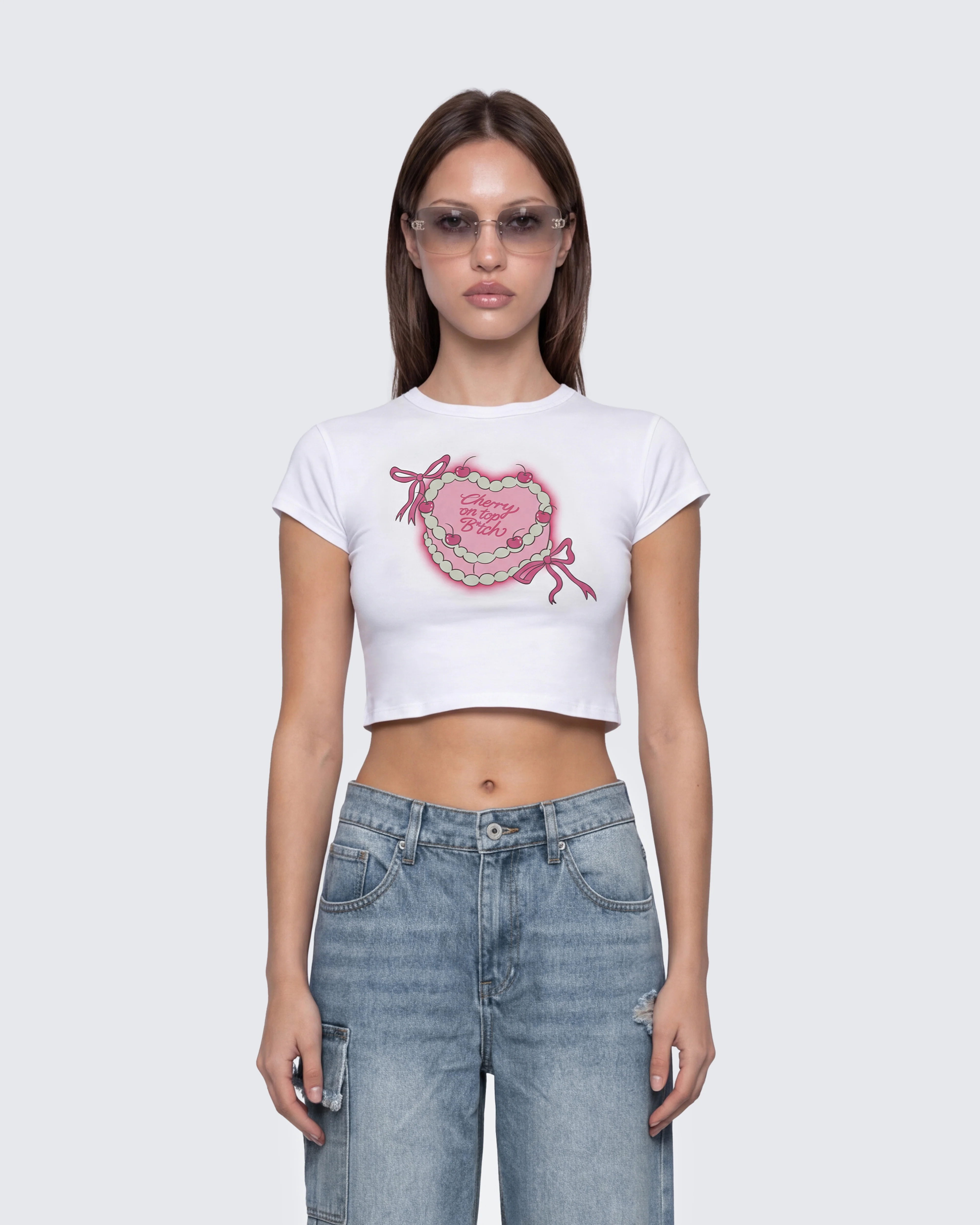 Terry White Graphic Baby Tee - Image 2