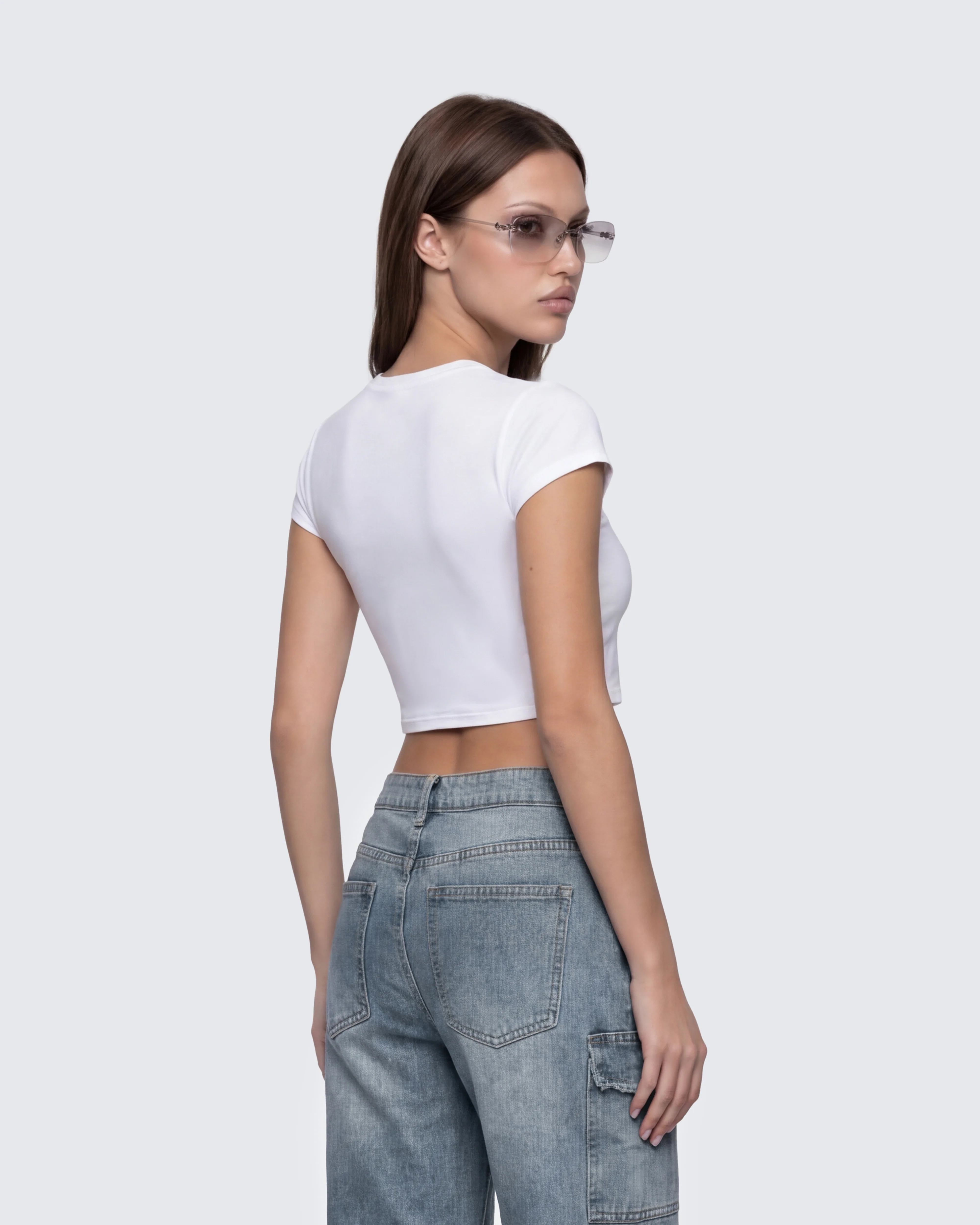 Terry White Graphic Baby Tee - Image 4