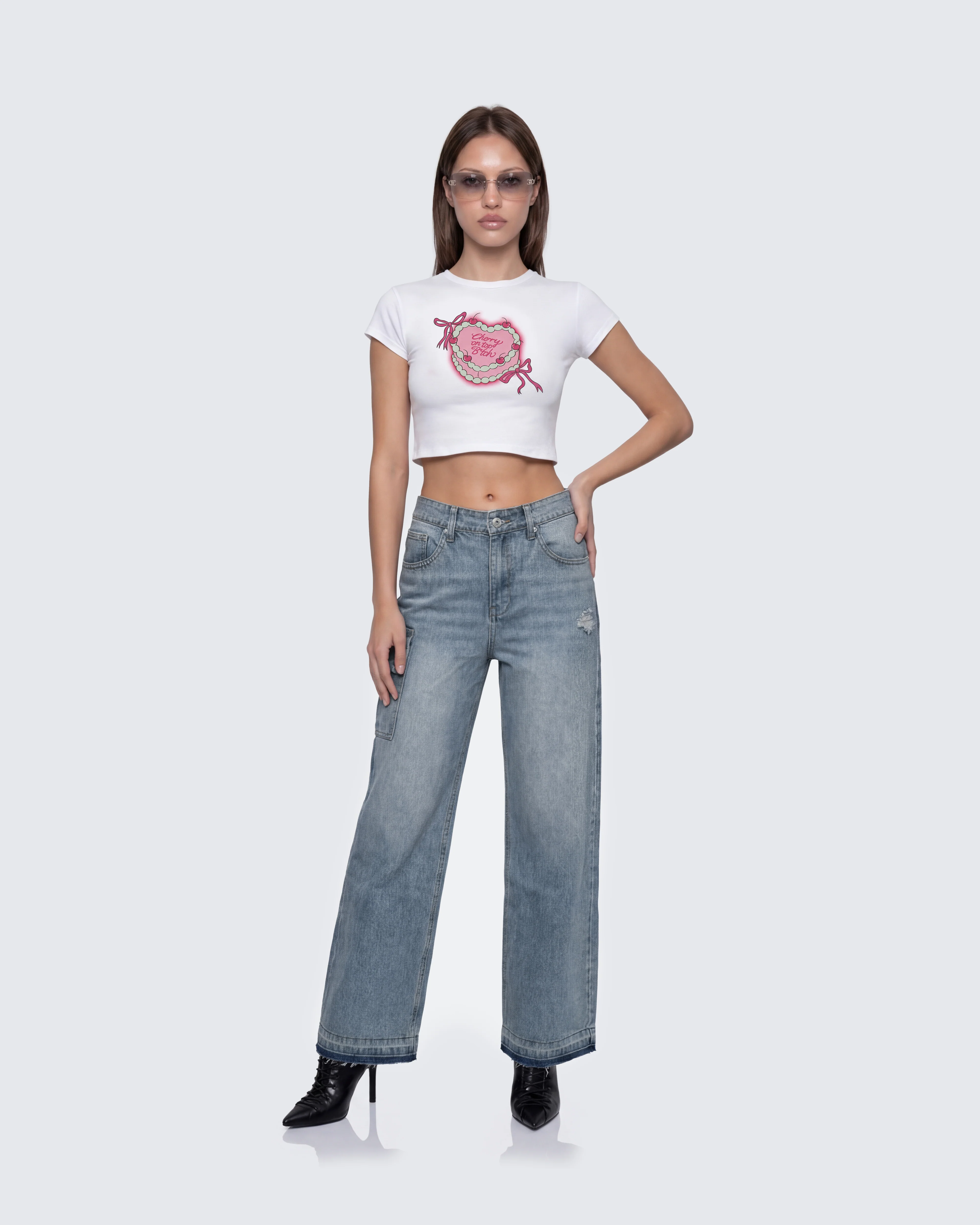 Terry White Graphic Baby Tee - Image 5