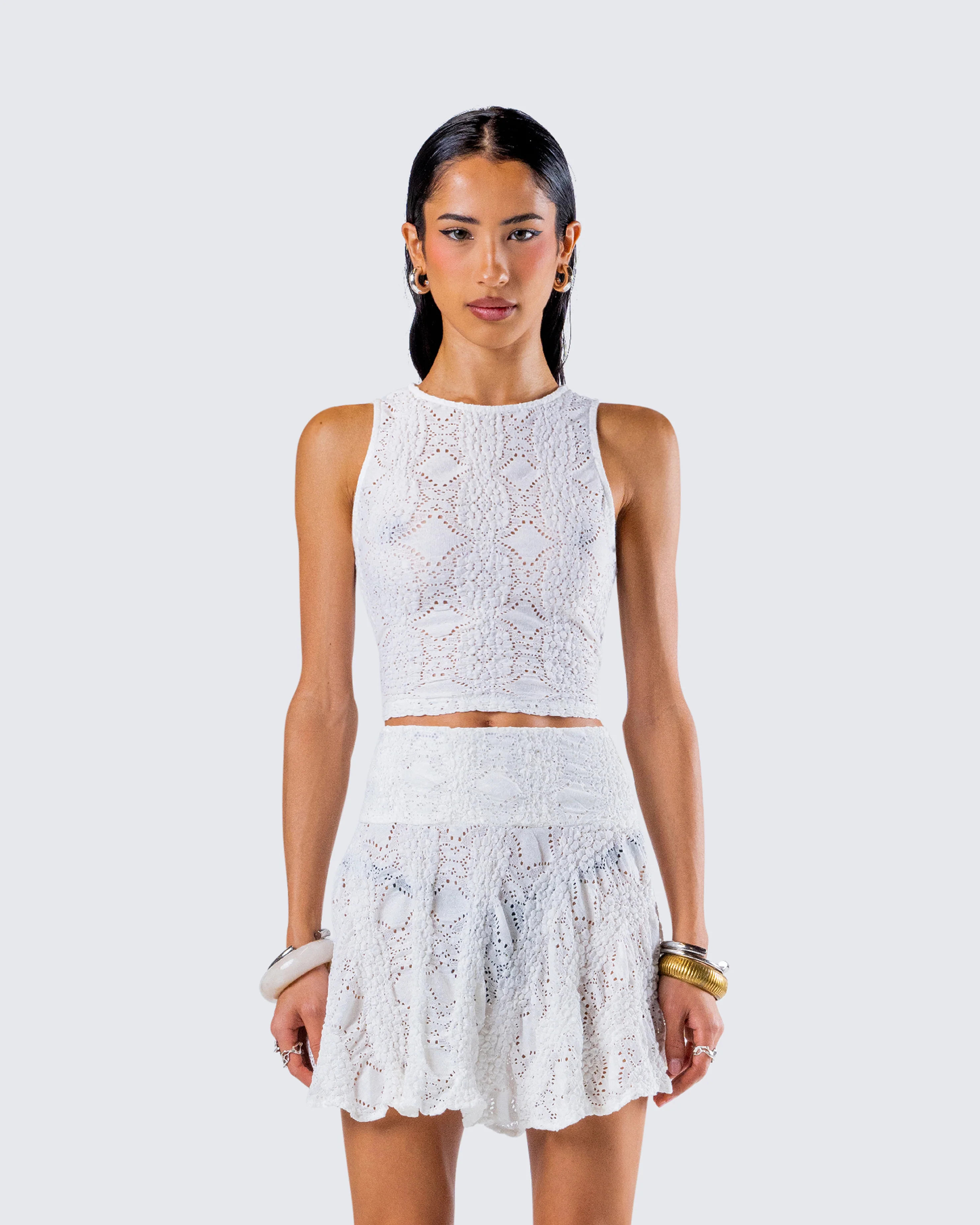 Teya White Pattern Top - Image 4