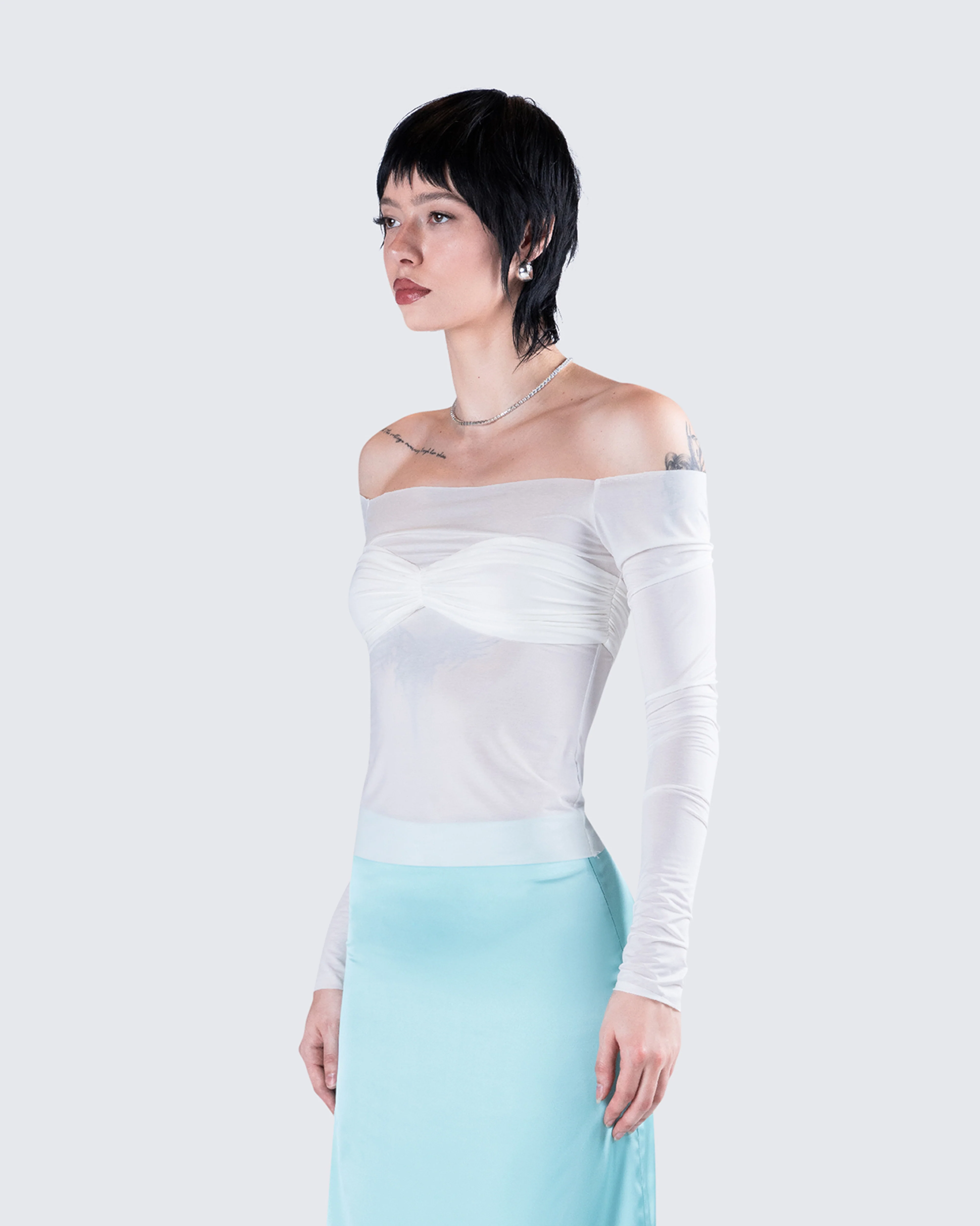 Theo White Sheer Knit Top - Image 5