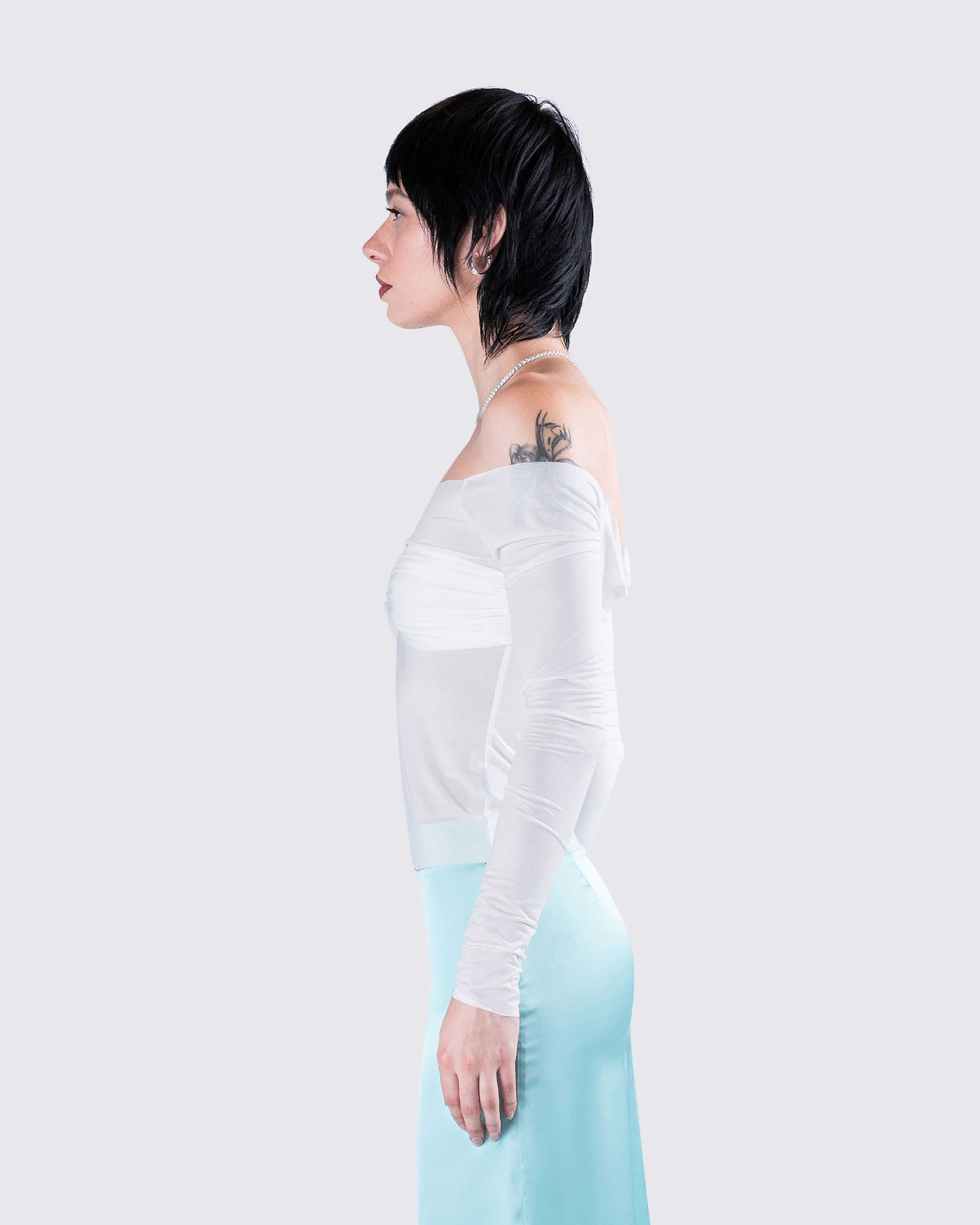 Theo White Sheer Knit Top - Image 6