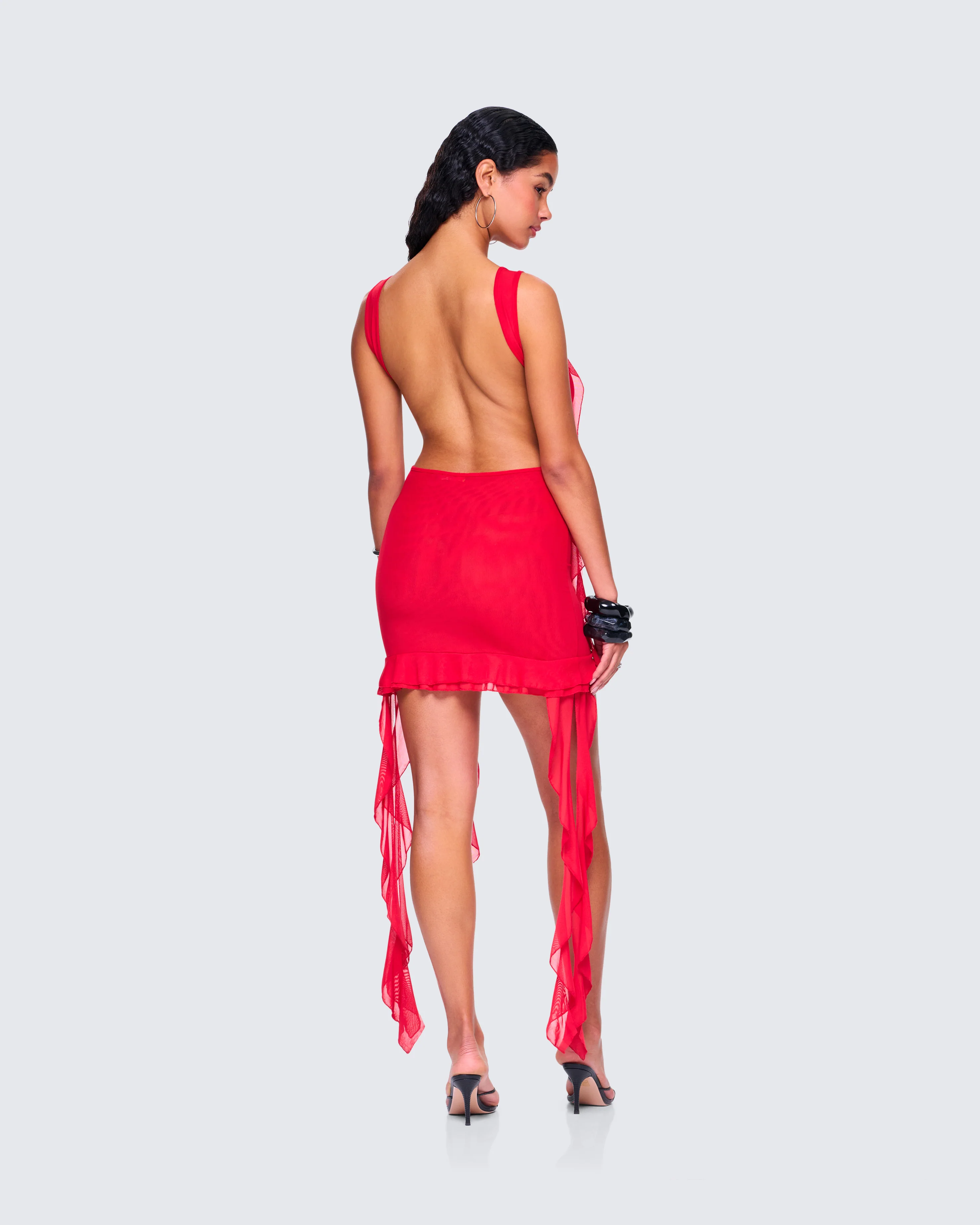 Tiana Red Ruffle Rosette Dress - Image 7