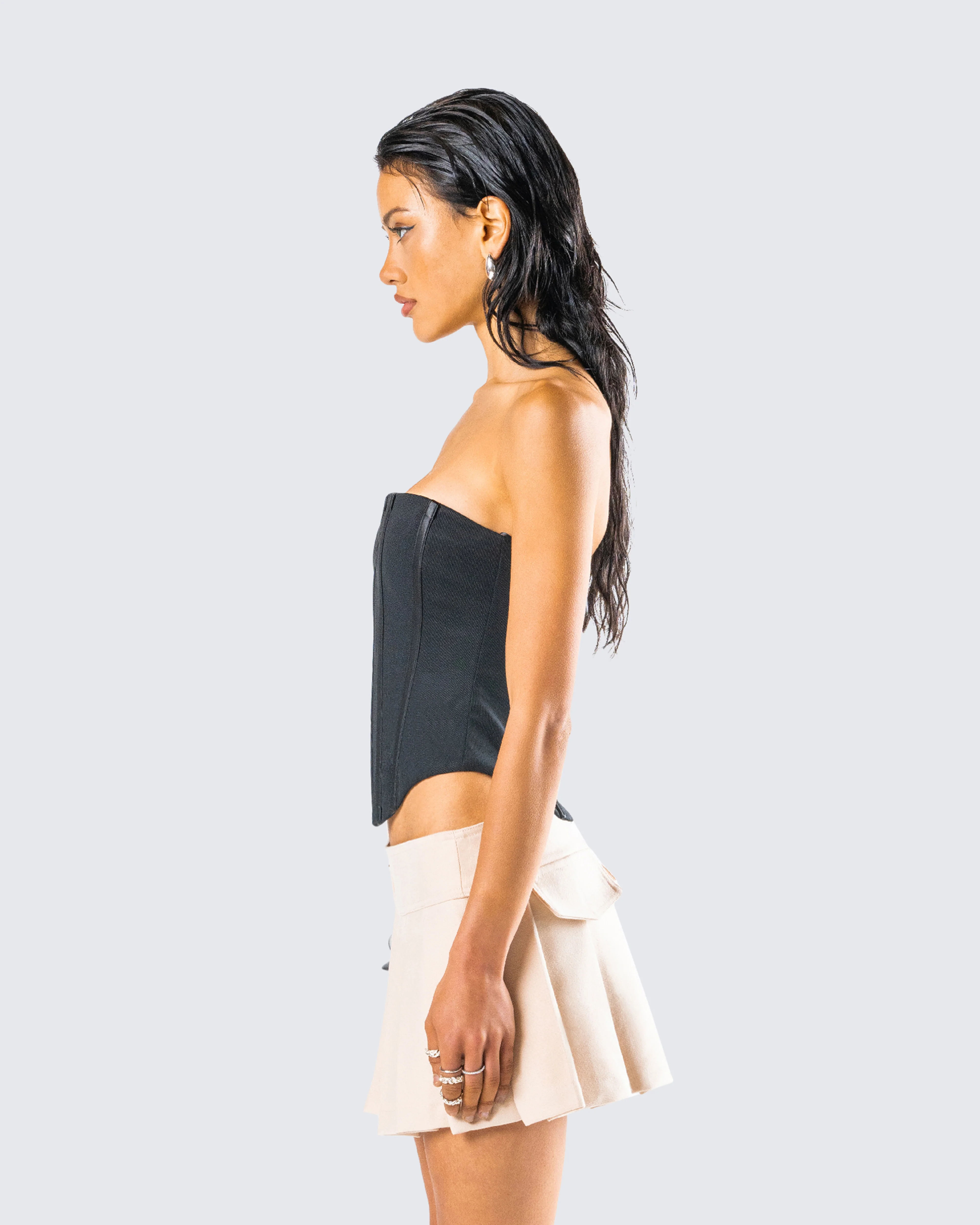 Tina Black Mesh Corset Top - Image 4