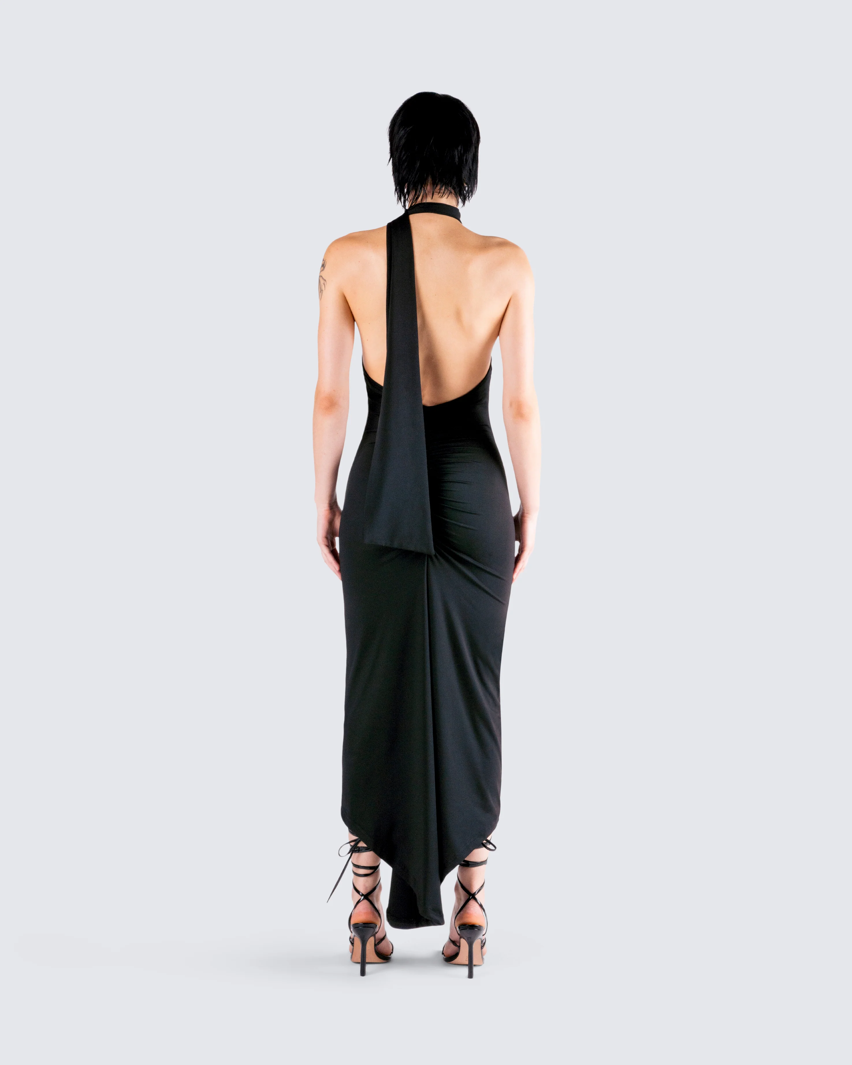 Toni Black One Shoulder Dress - Image 7