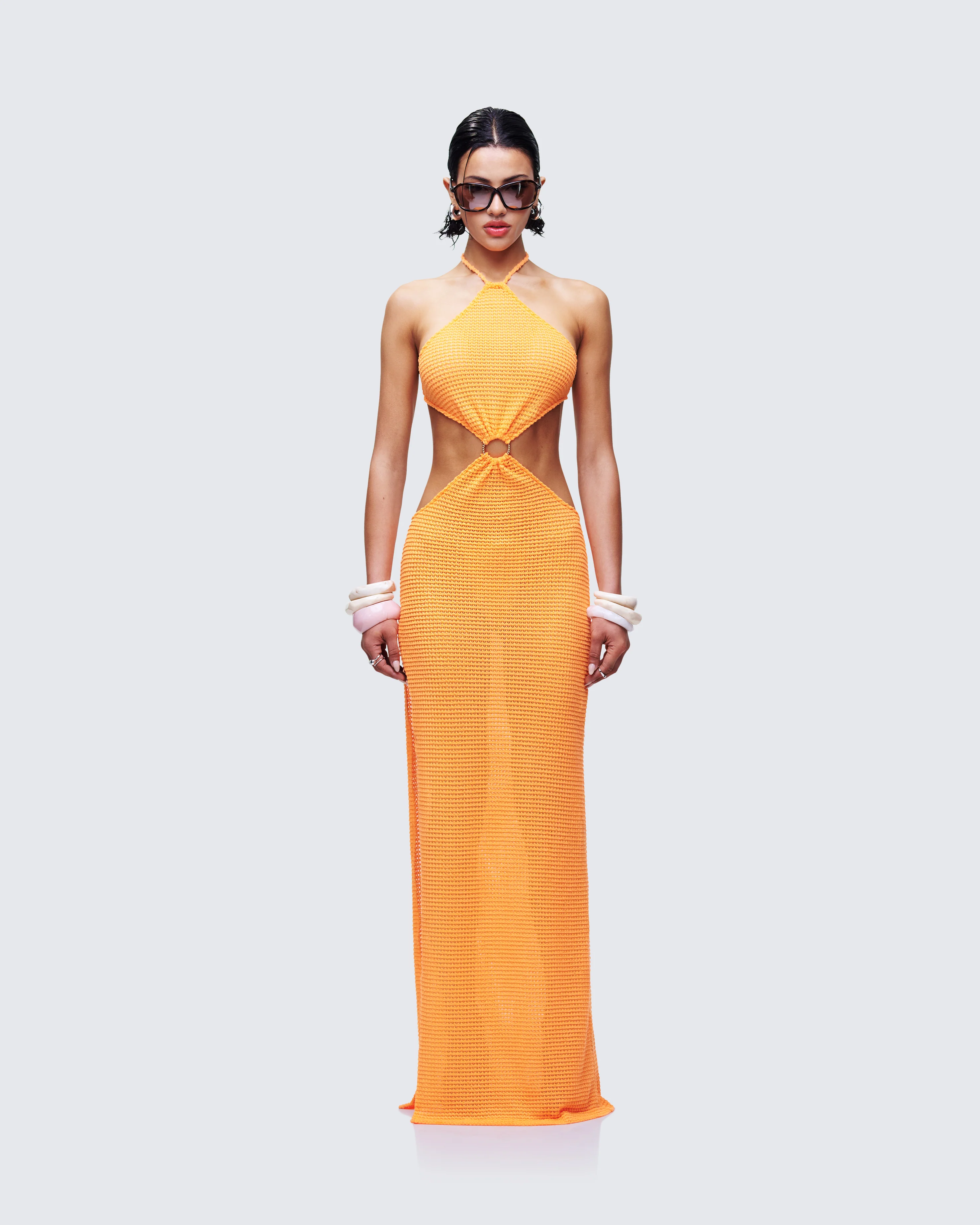Tovi Orange Open Knit Maxi Dress - Image 2