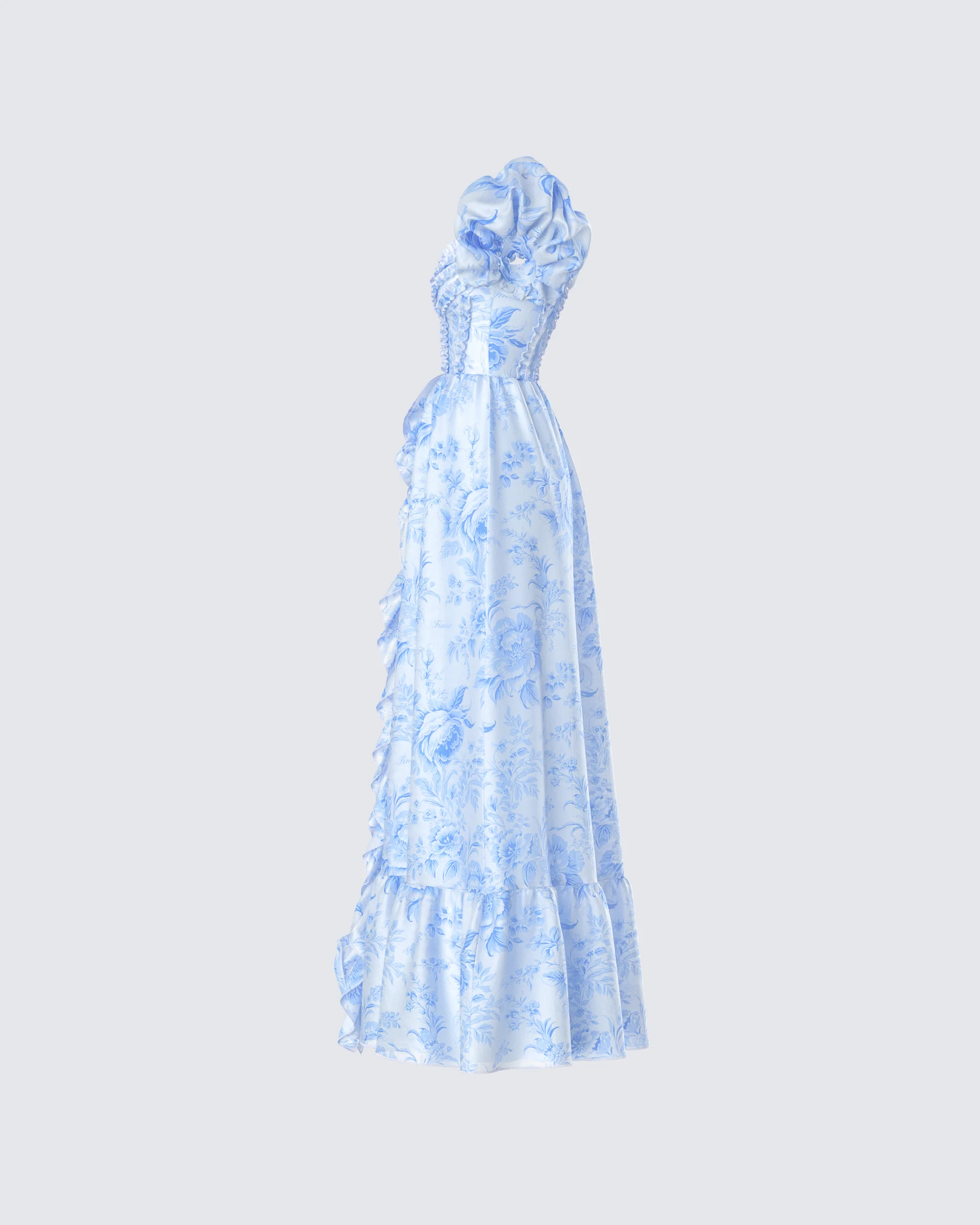 Tressa Blue Flower Print Maxi Dress - Image 2