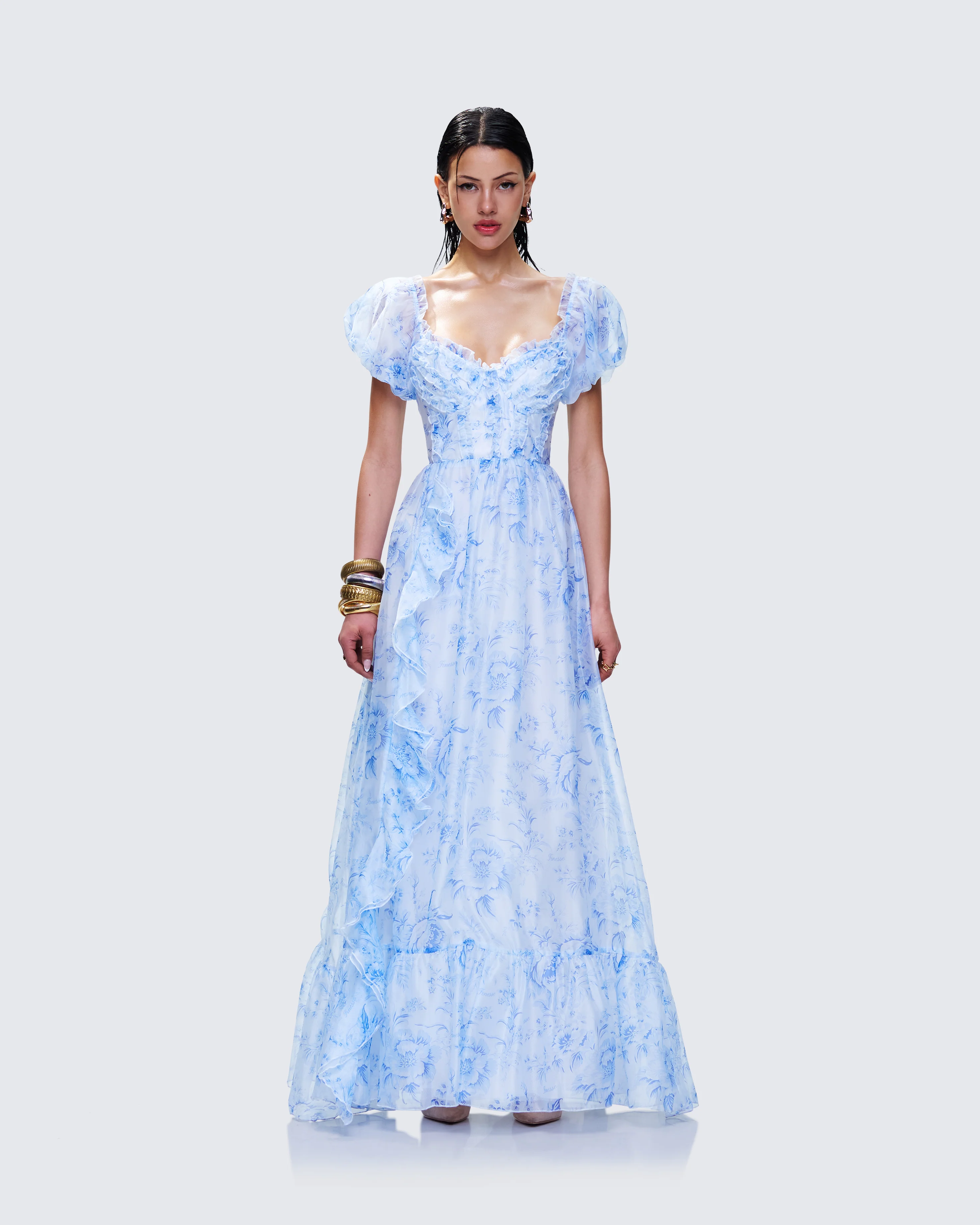 Tressa Blue Flower Print Maxi Dress - Image 4