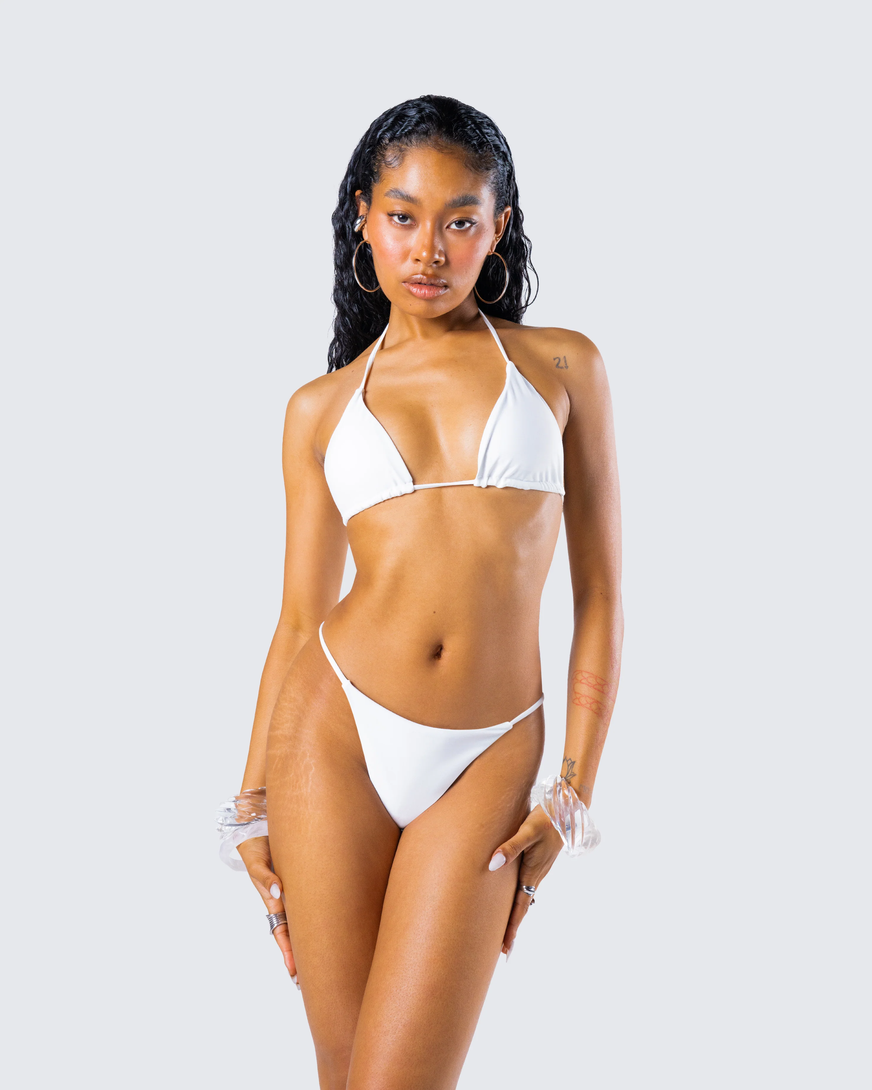 Twyla White Triangle Bikini Top - Image 6