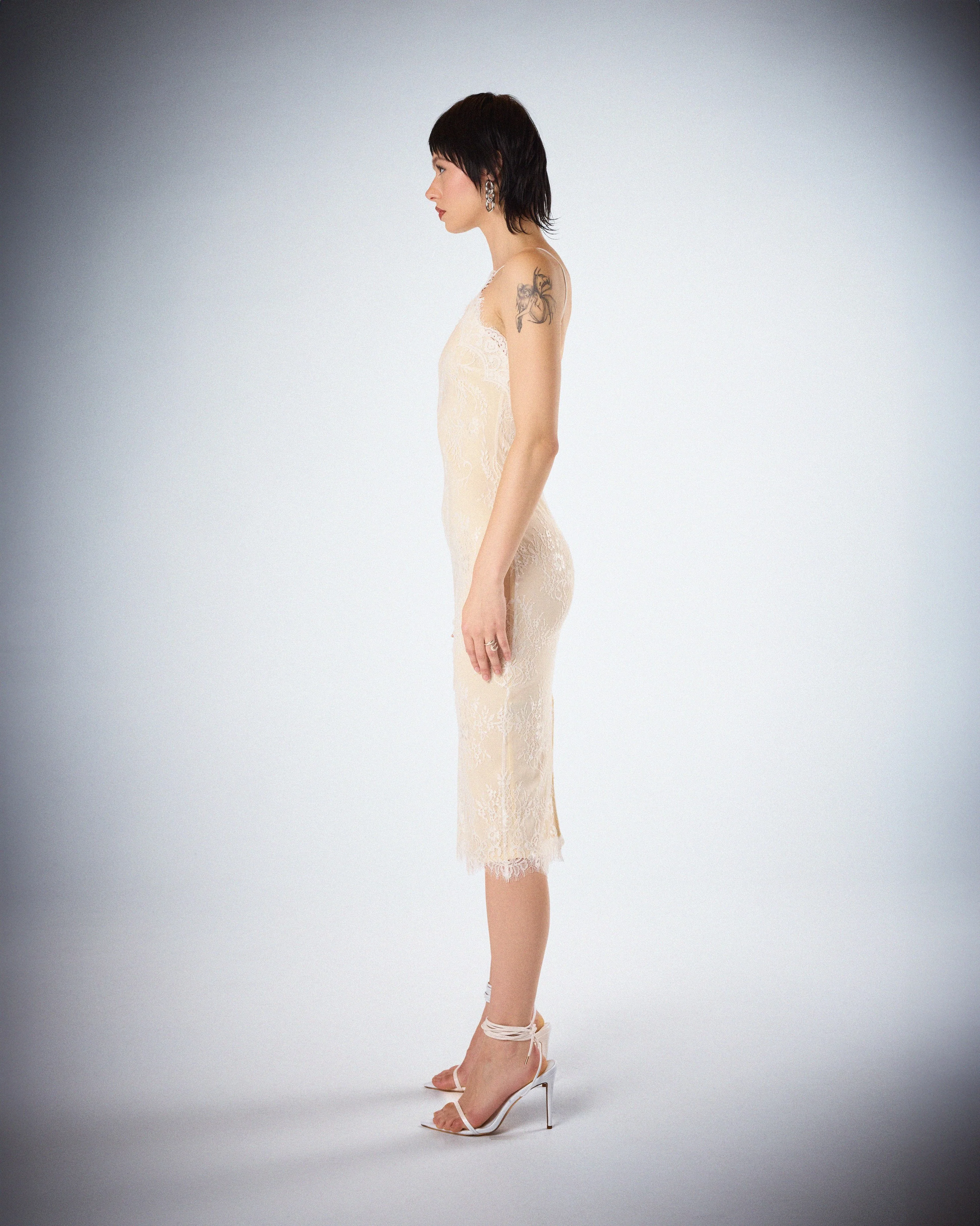 Tyra Ivory Lace Halter Midi Dress - Image 6