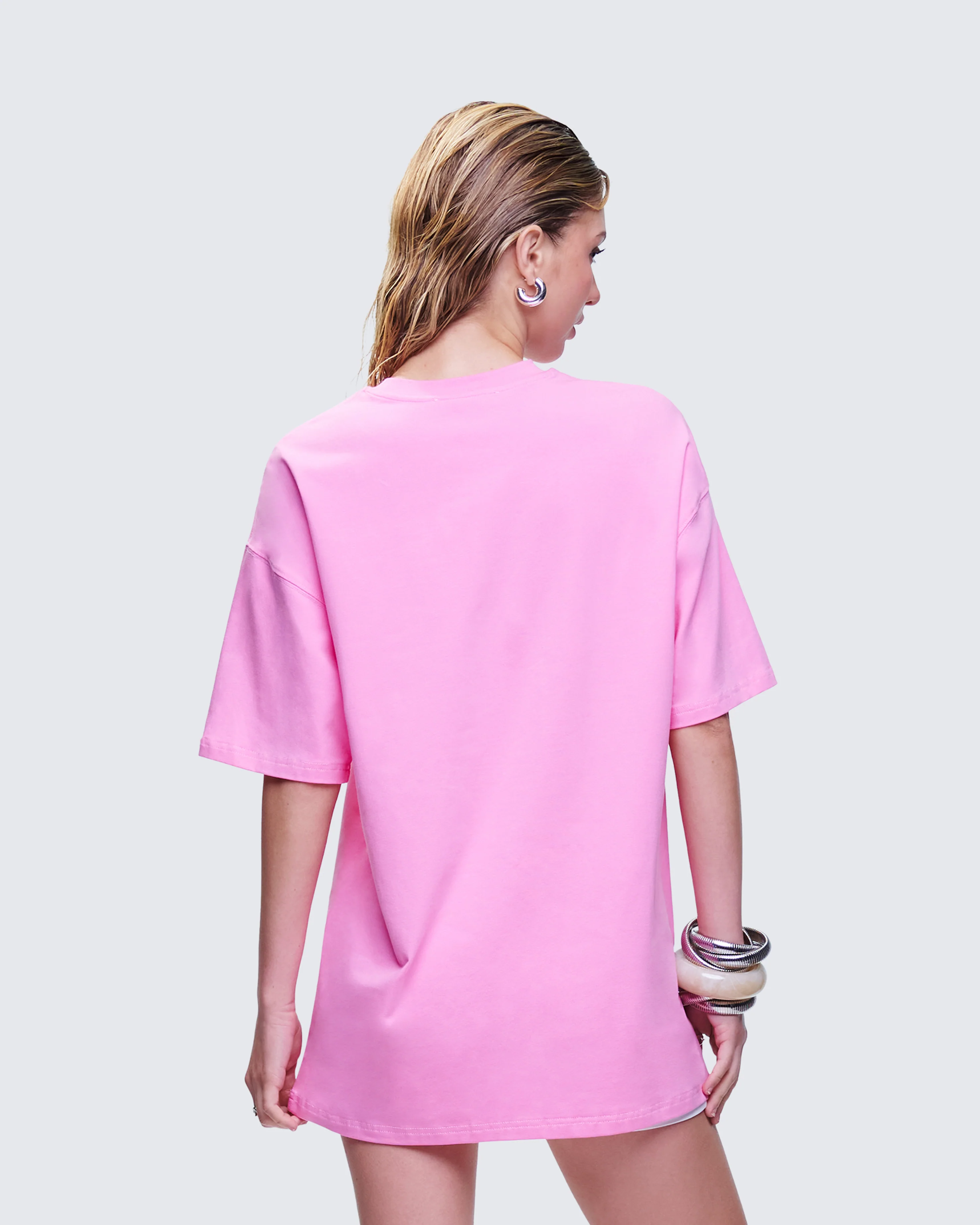 Ula Pink Printed Oversized Tee - Image 4