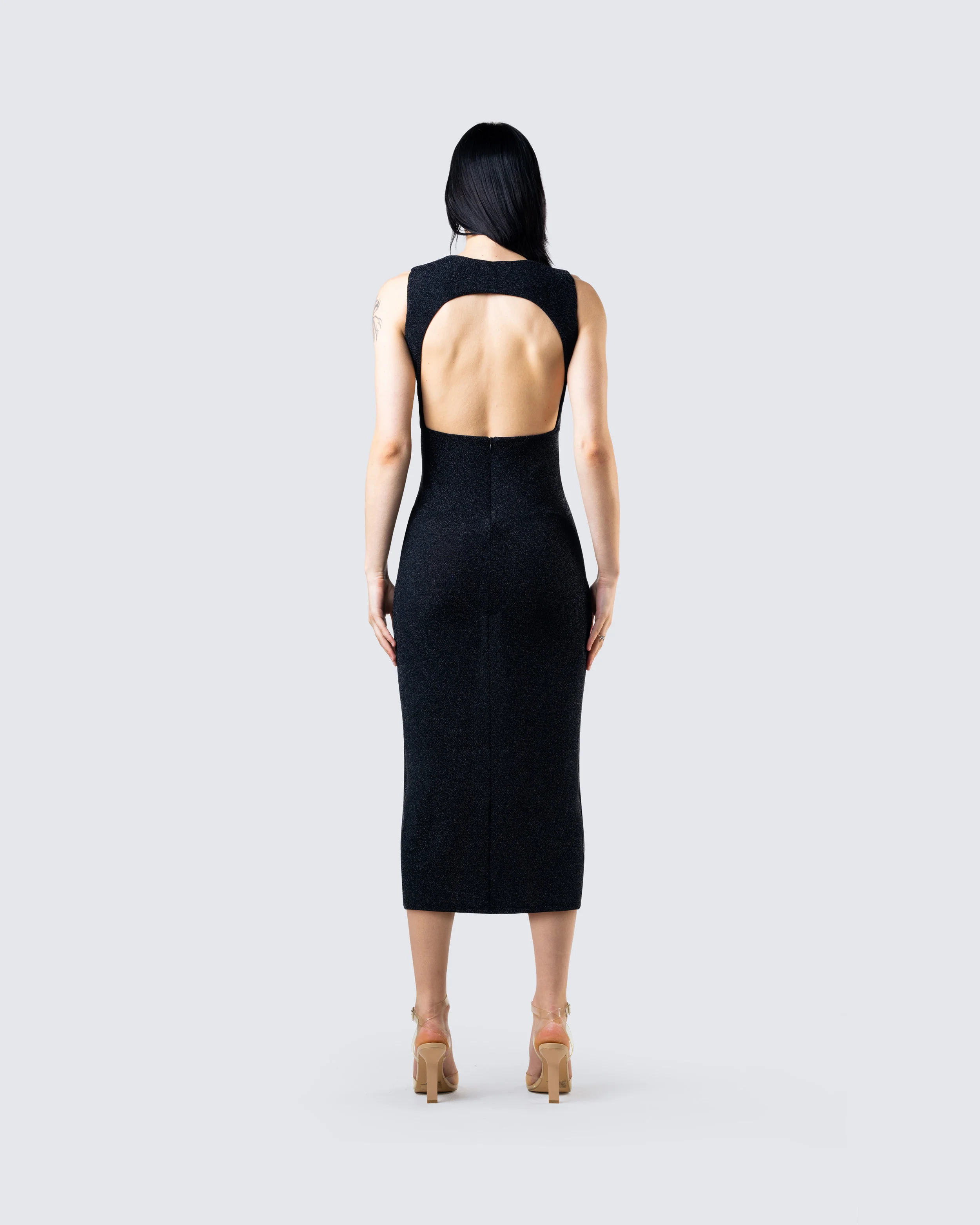 Umbra Black Shimmer Midi Dress - Image 6
