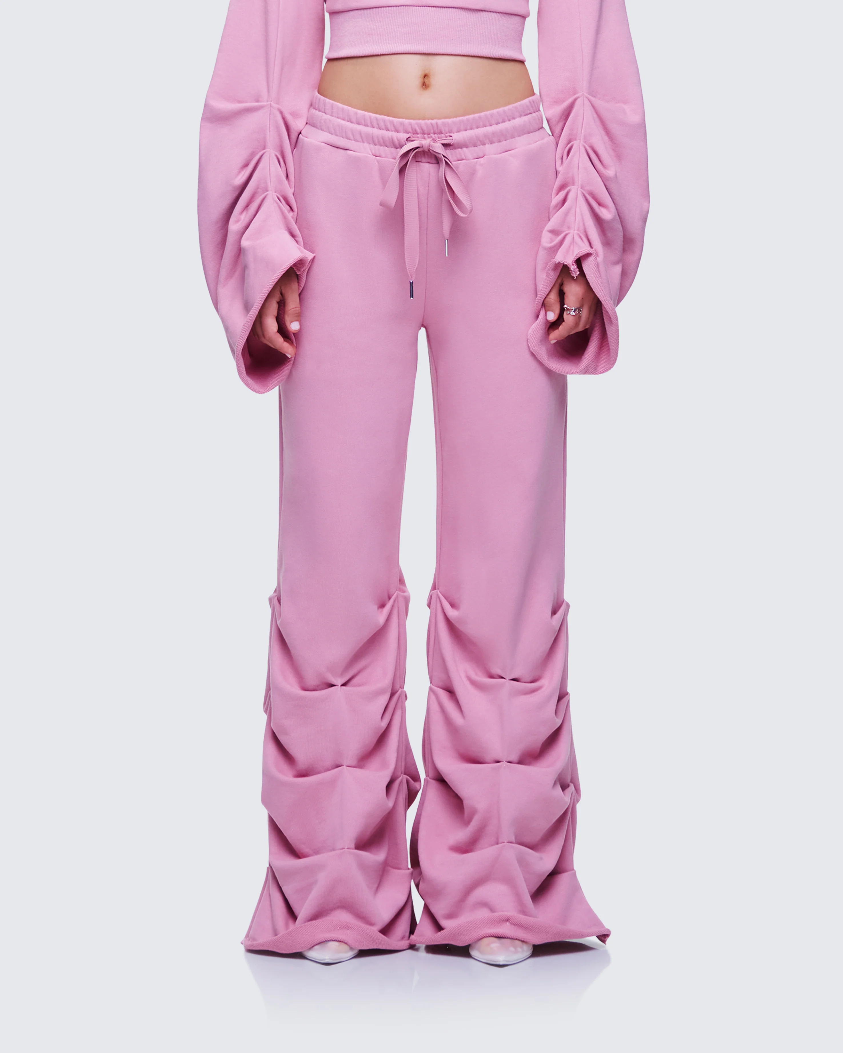 Una Pink Stacked Leg Toggle Sweatpant - Image 2