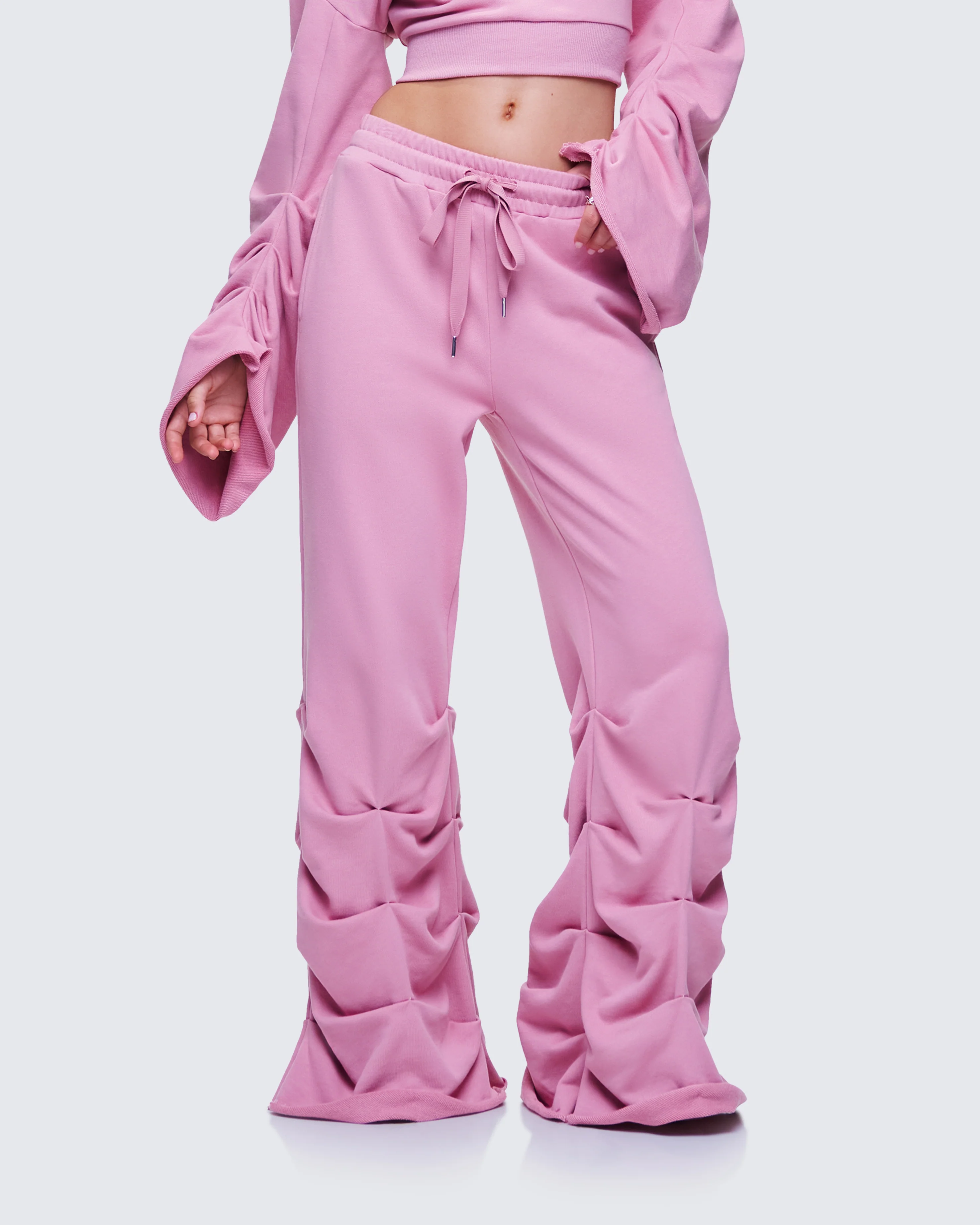 Una Pink Stacked Leg Toggle Sweatpant - Image 3