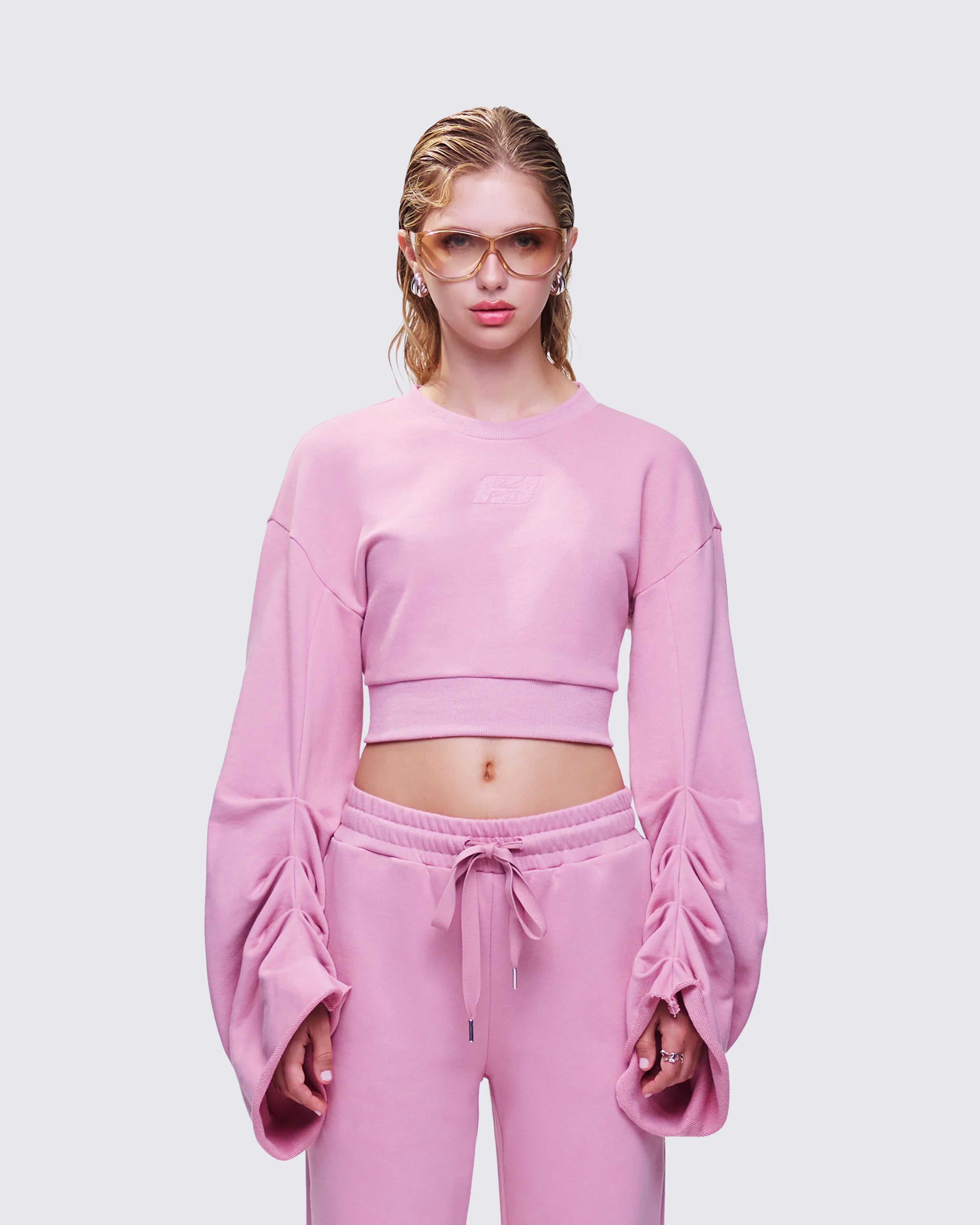 Una Pink Stacked Sleeve Sweatshirt - Image 2