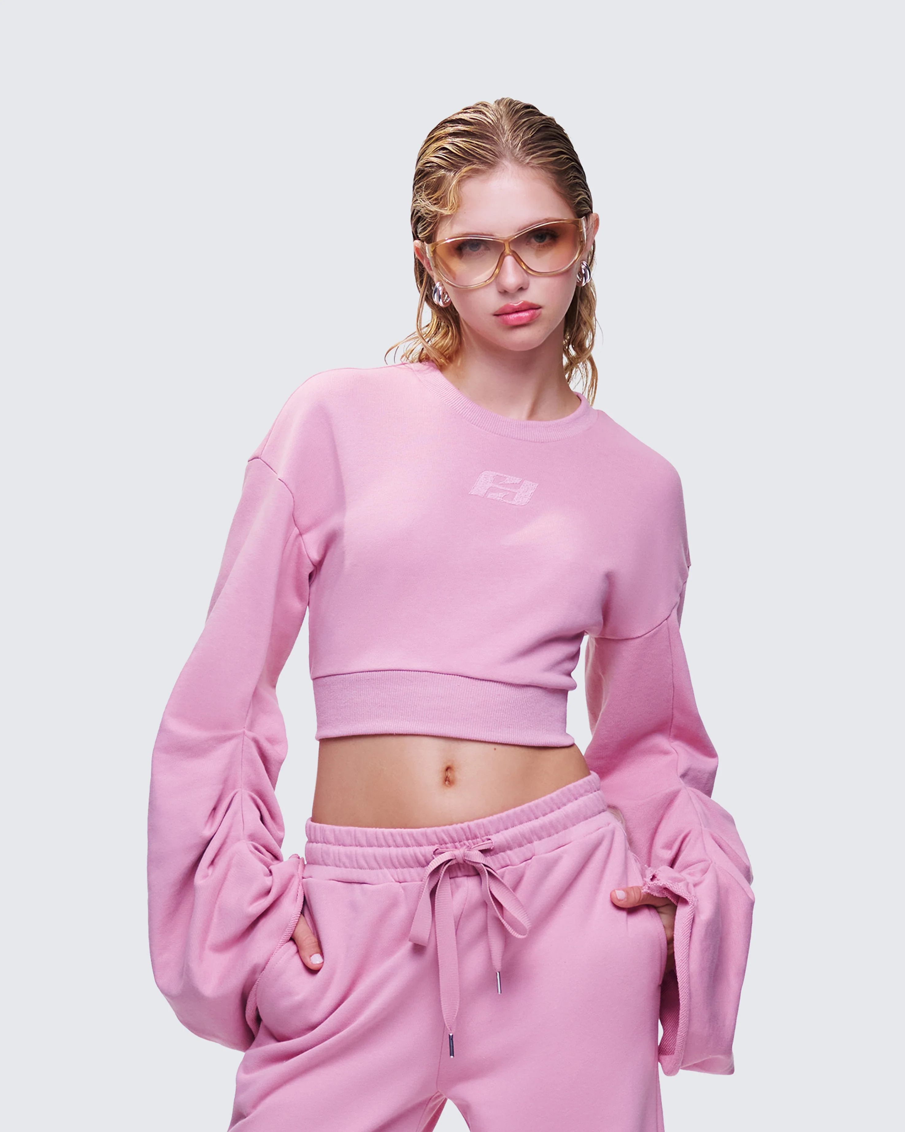 Una Pink Stacked Sleeve Sweatshirt - Image 3