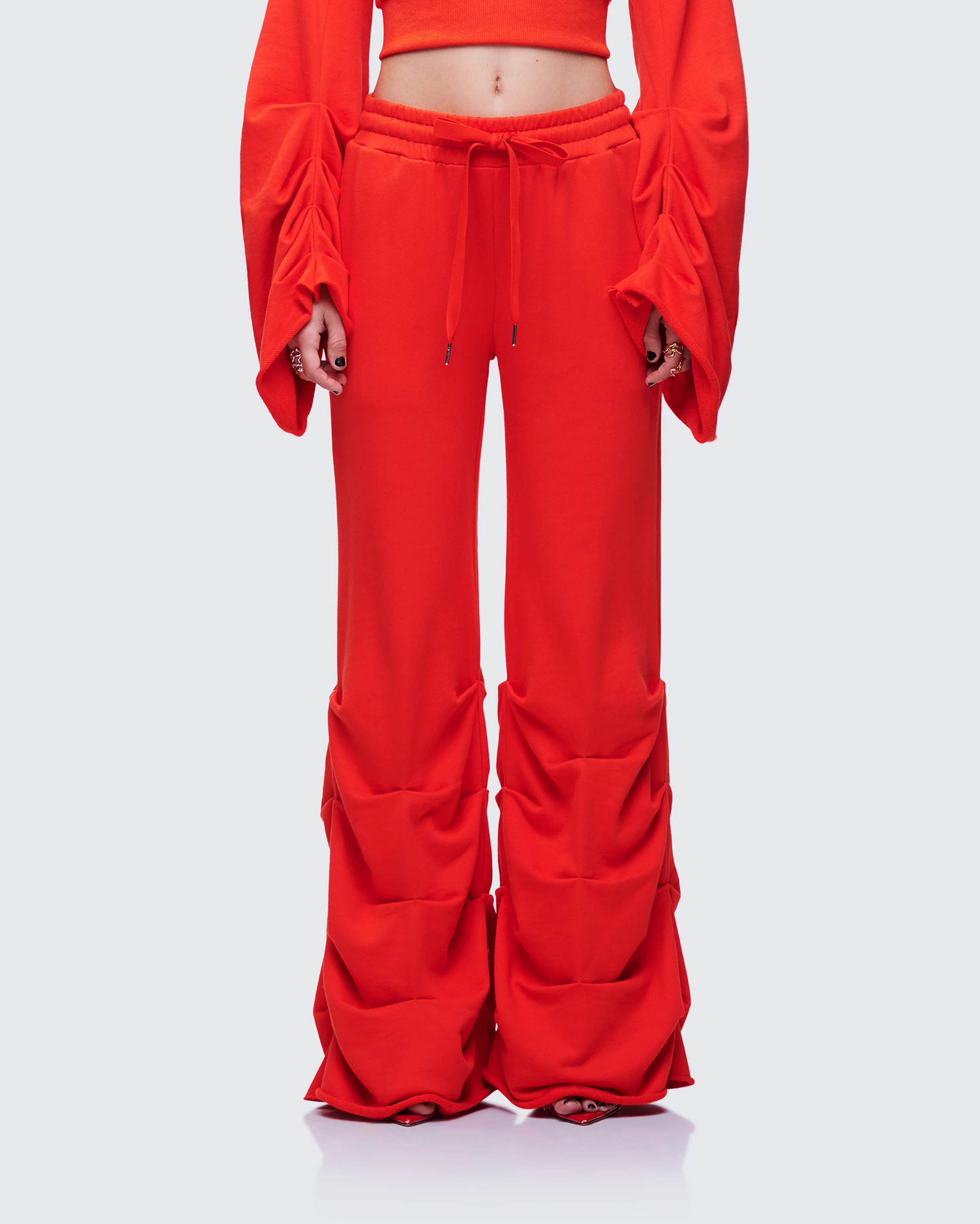 Una Red Stacked Leg Toggle Sweatpant - Image 2