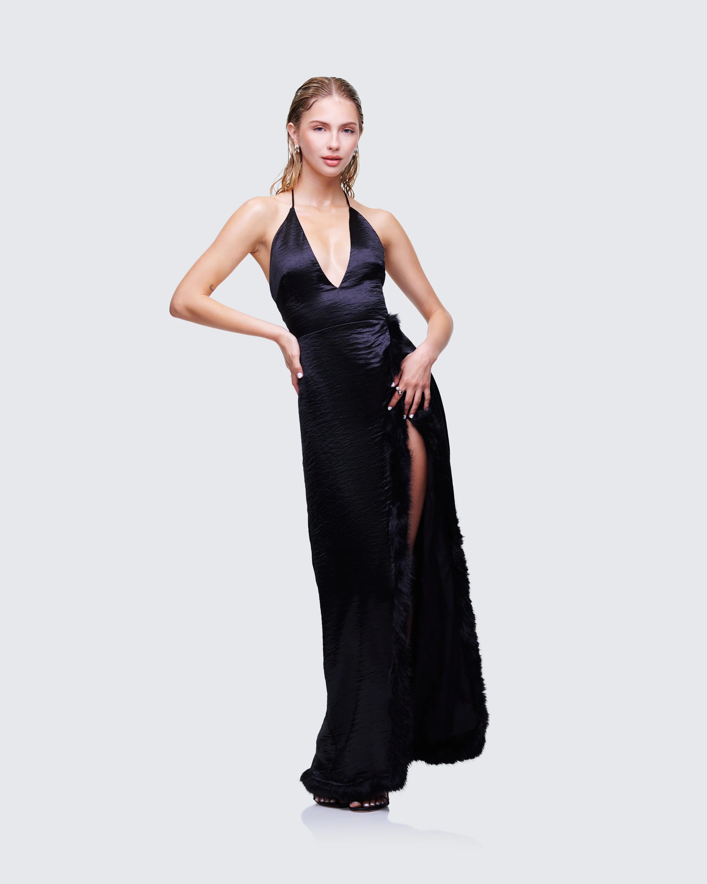 Ursula Black Wrap Maxi Dress - Image 3