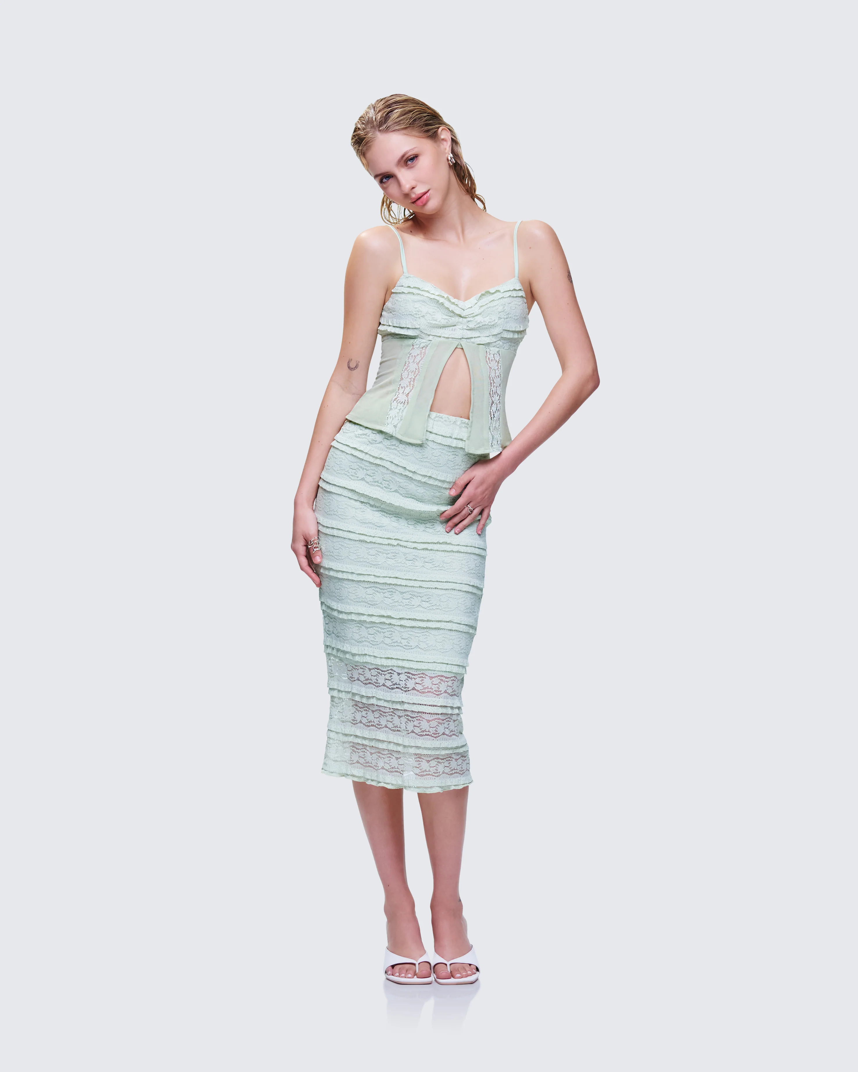 Ursuline Sage Ruffle Trim Cami Top - Image 7