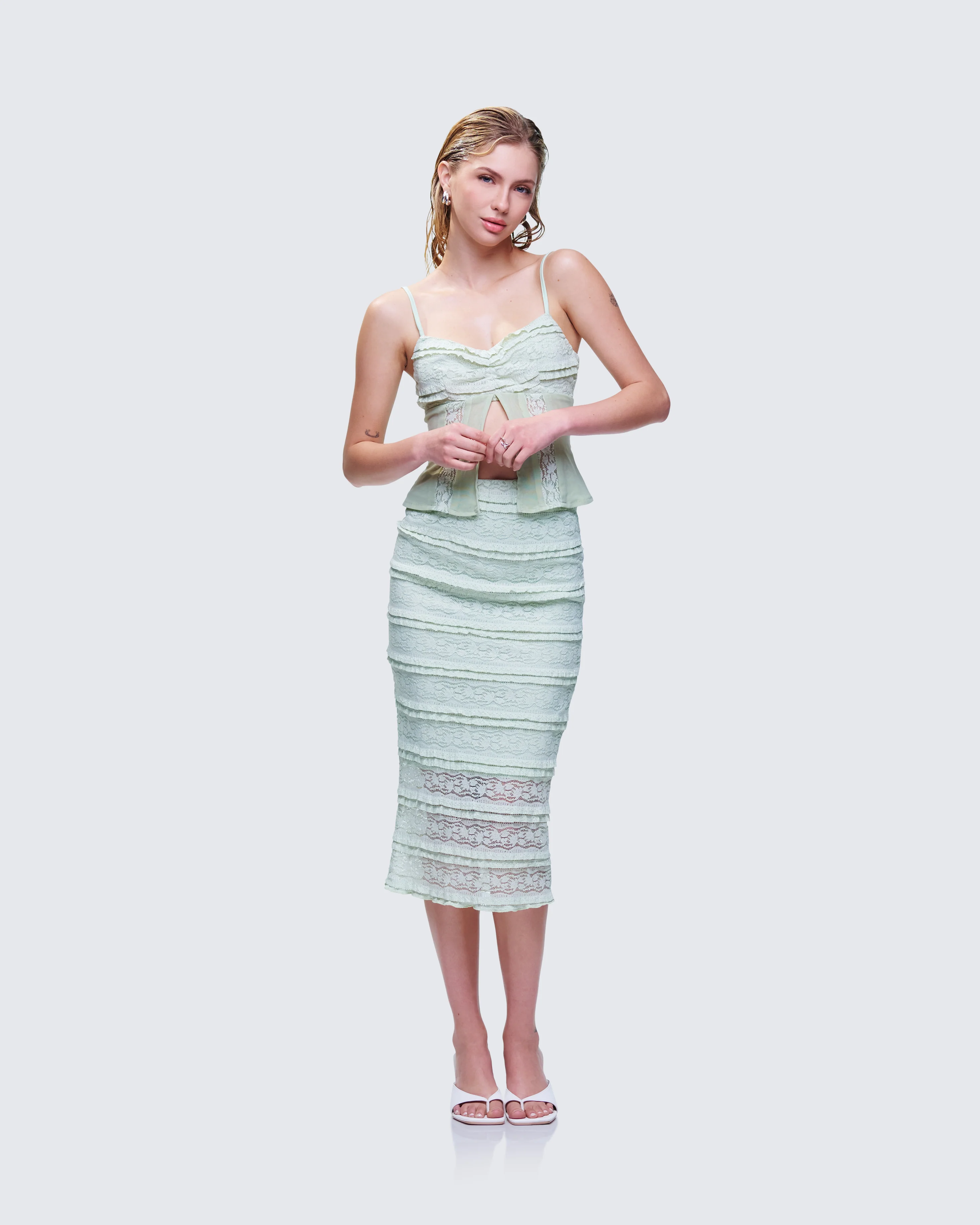 Ursuline Sage Ruffle Trim Skirt - Image 5