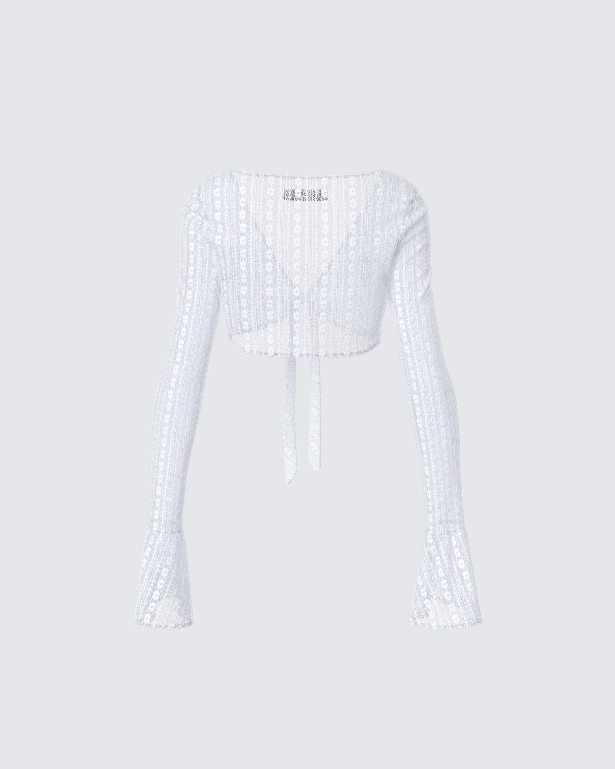 Ursuline White Lace Flare Sleeved Bolero - Image 3