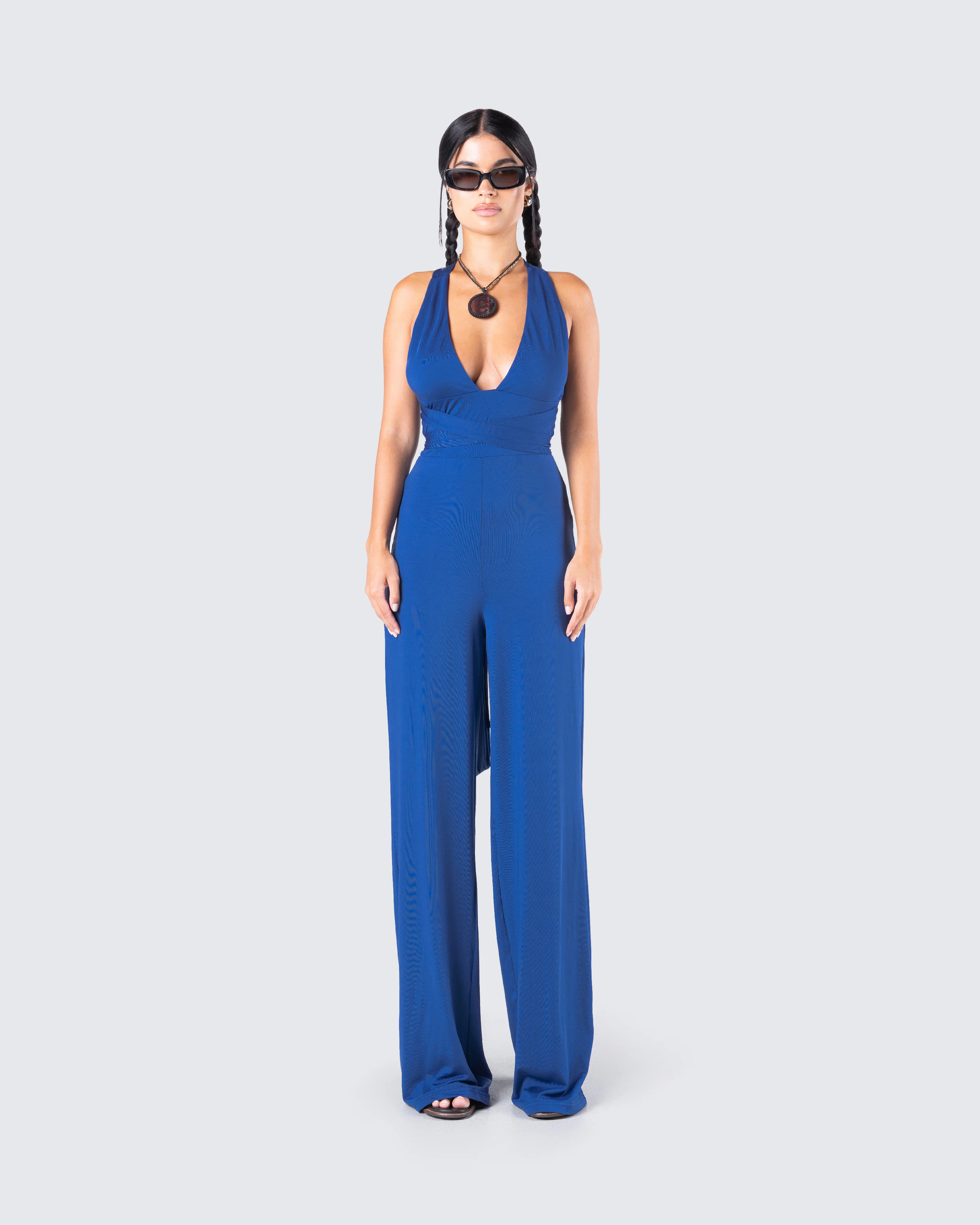 Valentina Blue Halter Jumpsuit - Image 3