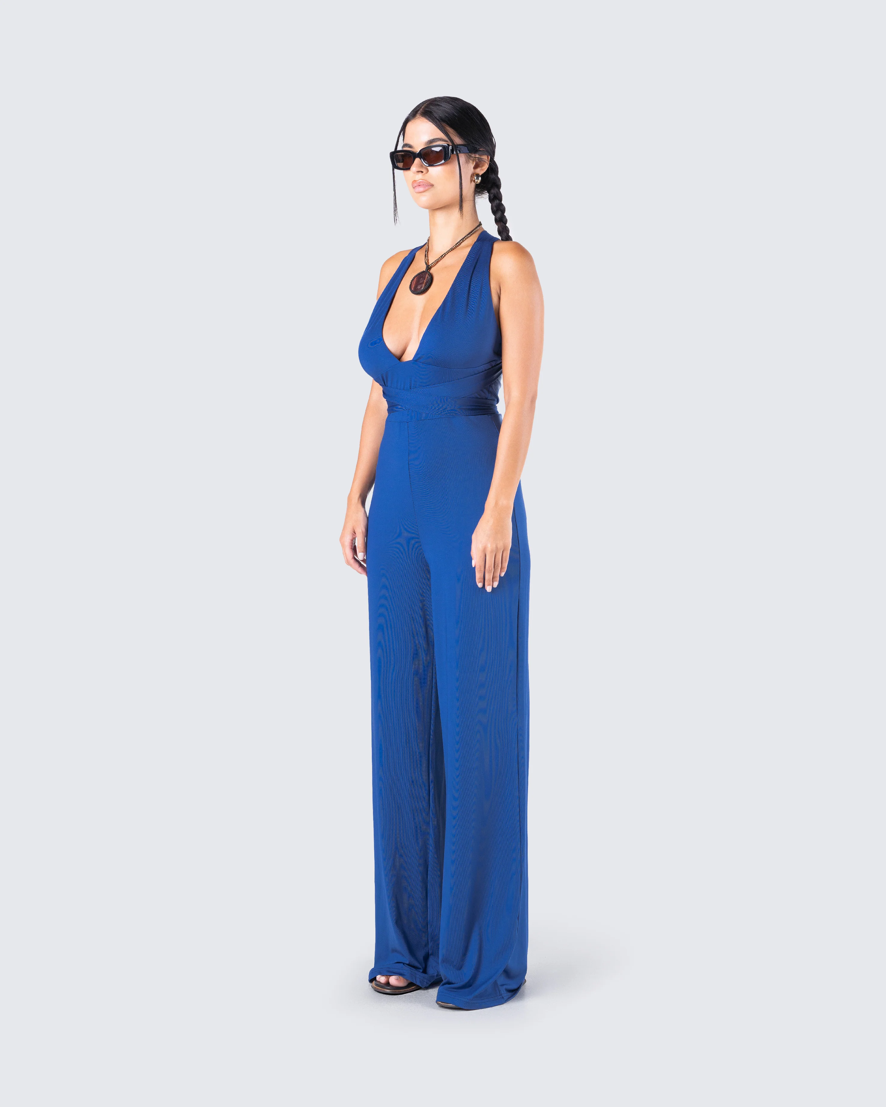 Valentina Blue Halter Jumpsuit - Image 4